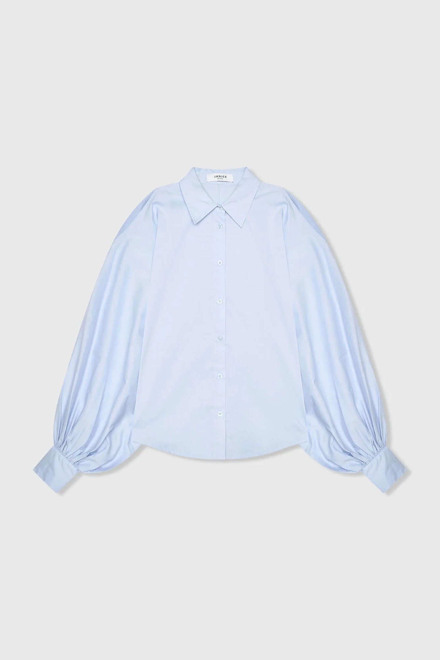 Blouse Dames Katoen Blauw Stone Pofmouw Cut Out