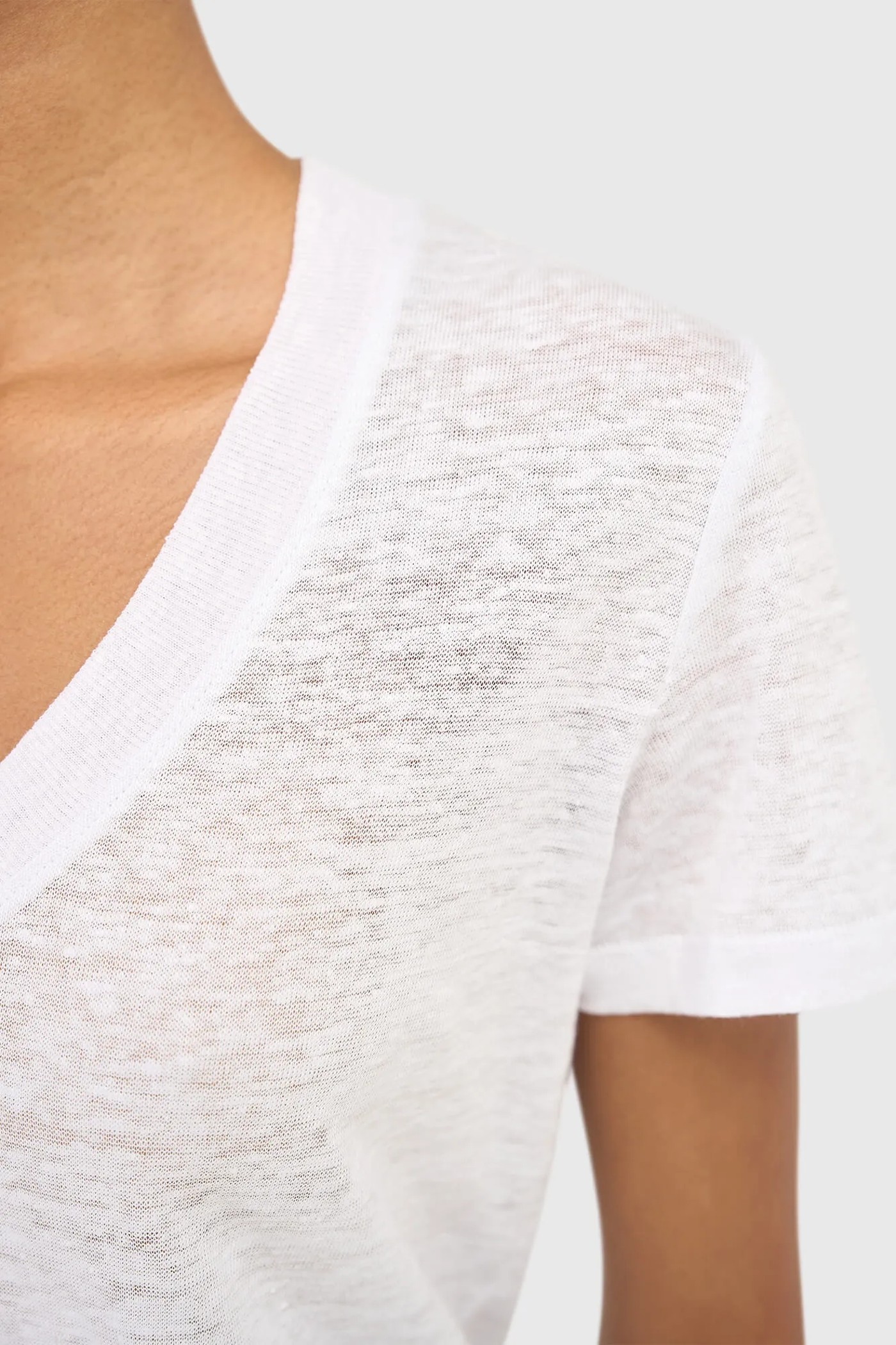 Wit Linnen Dames Shirt V Hals Lee