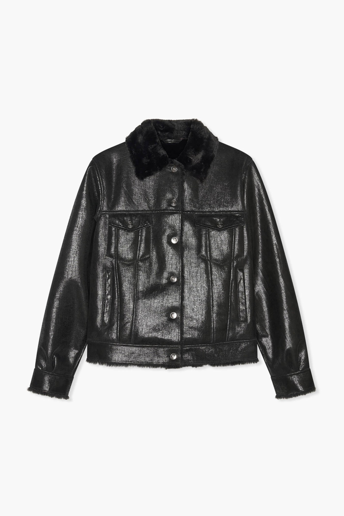 Jas Dames Kort Leer Gregory Zwart Metallic