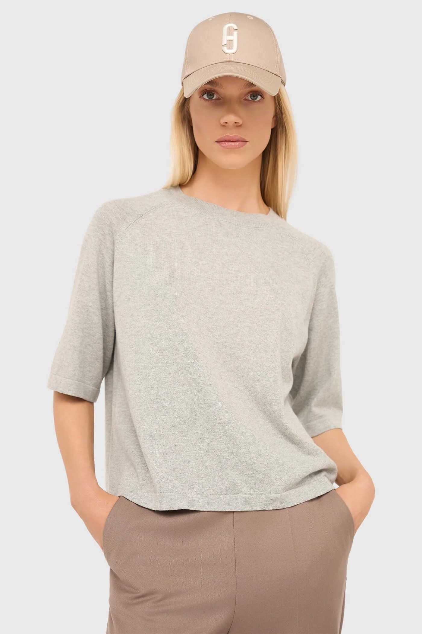 Katoen Cashmere Gebreid Truitje Moss Grijs