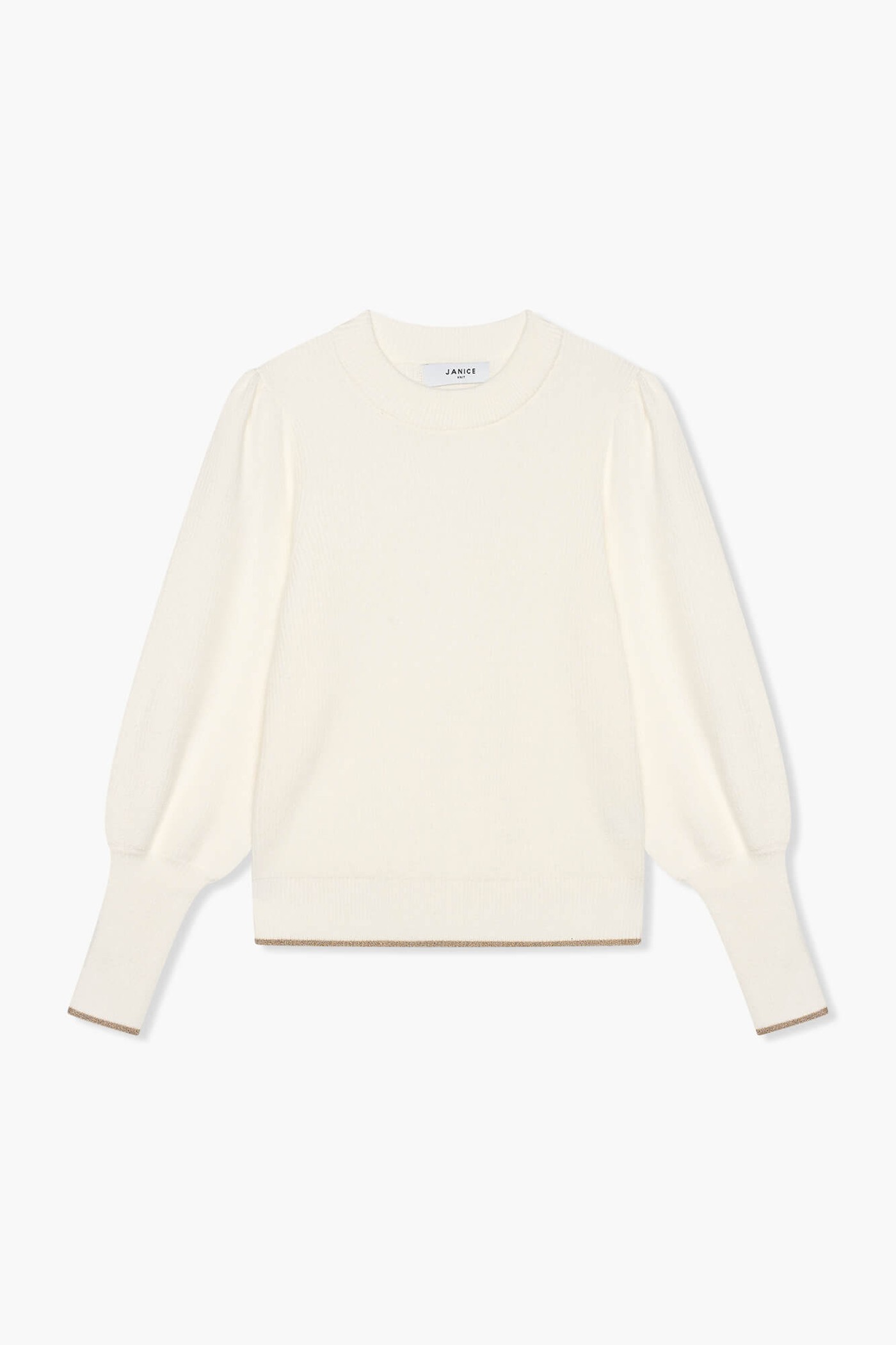 Trui Dames Pof Mouw Viscose Jay Off White Goud