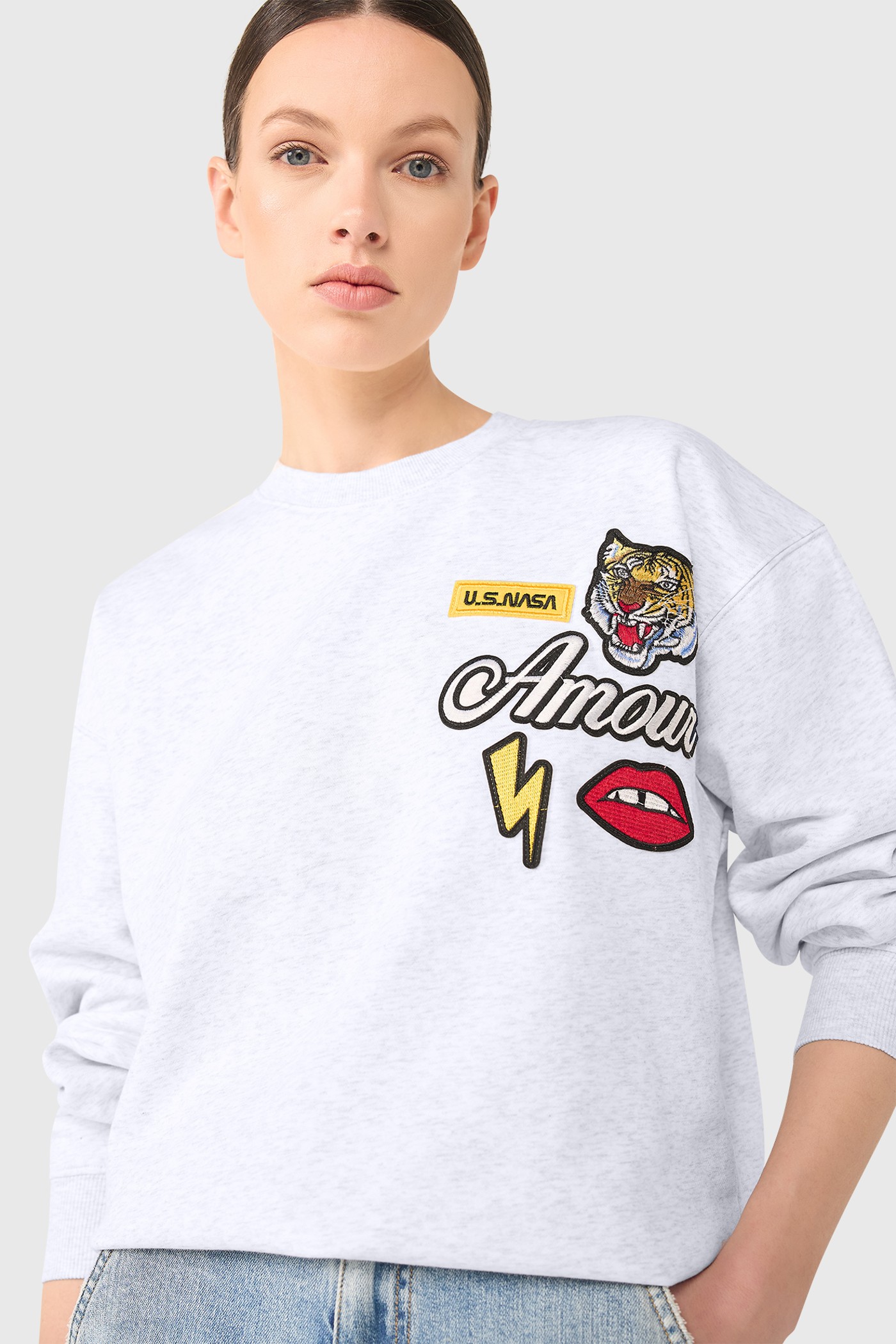 Andy Sweater Licht Grijs Patches