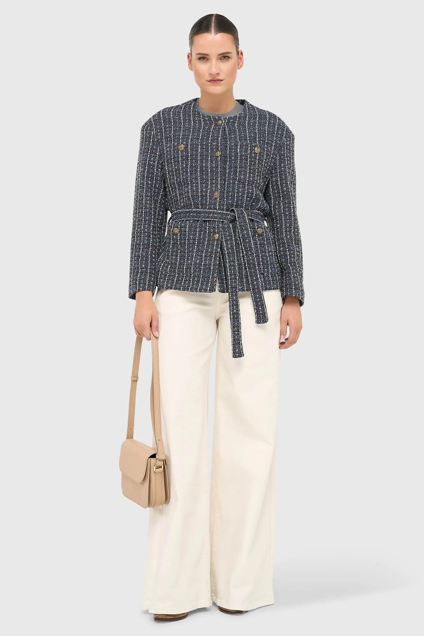 Kimono Jas Dames Tweed Blauw Harley