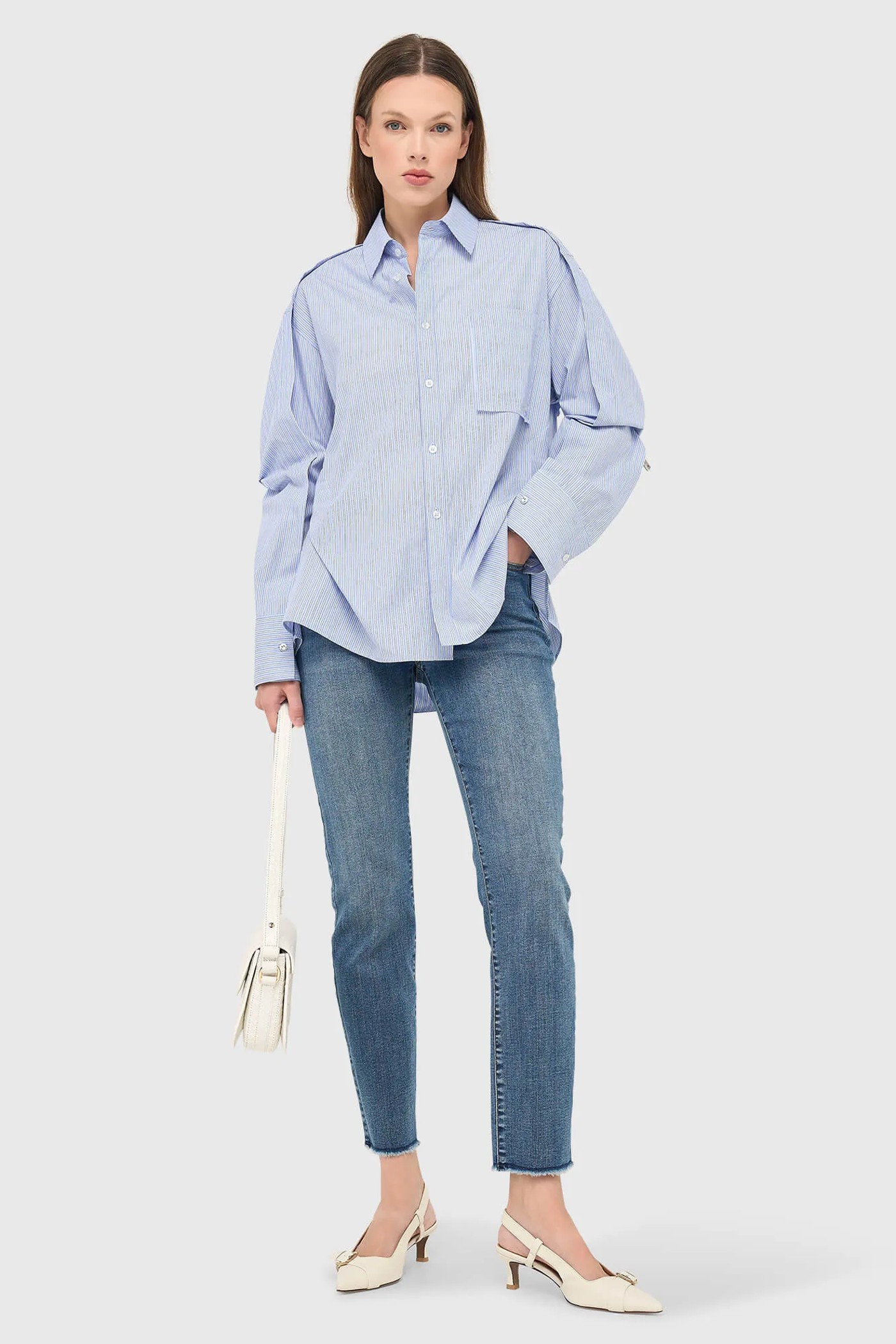 Blauwe Gestreepte Dames Blouse Phil