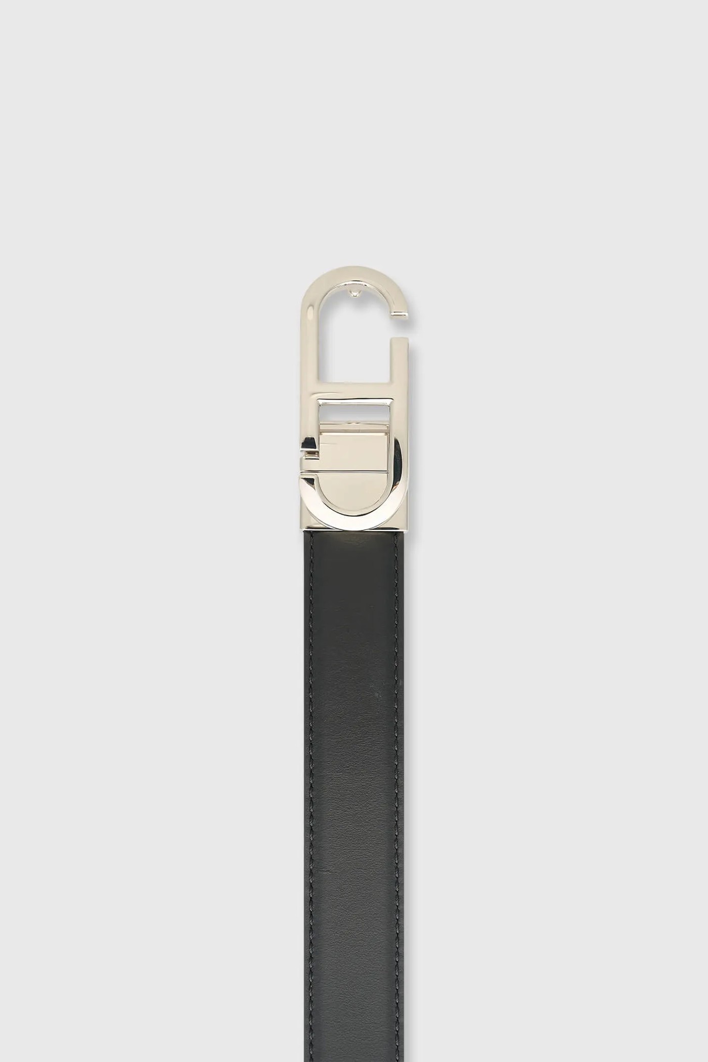 Leren Dames Riem Reversible Zwart Bruin Zilver Trophy Buckle