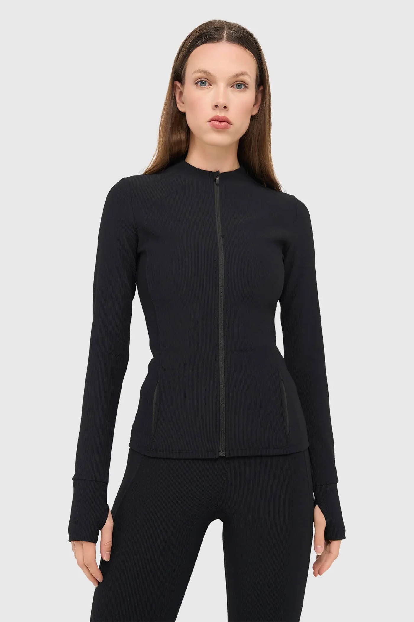 Sport Vest Jasje Dames Zwart Rib Texas