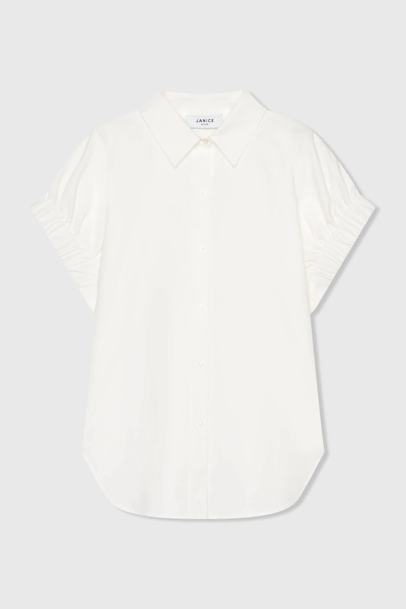 Witte Katoenen Dames Blouse Korte Mouw Yaro Wit