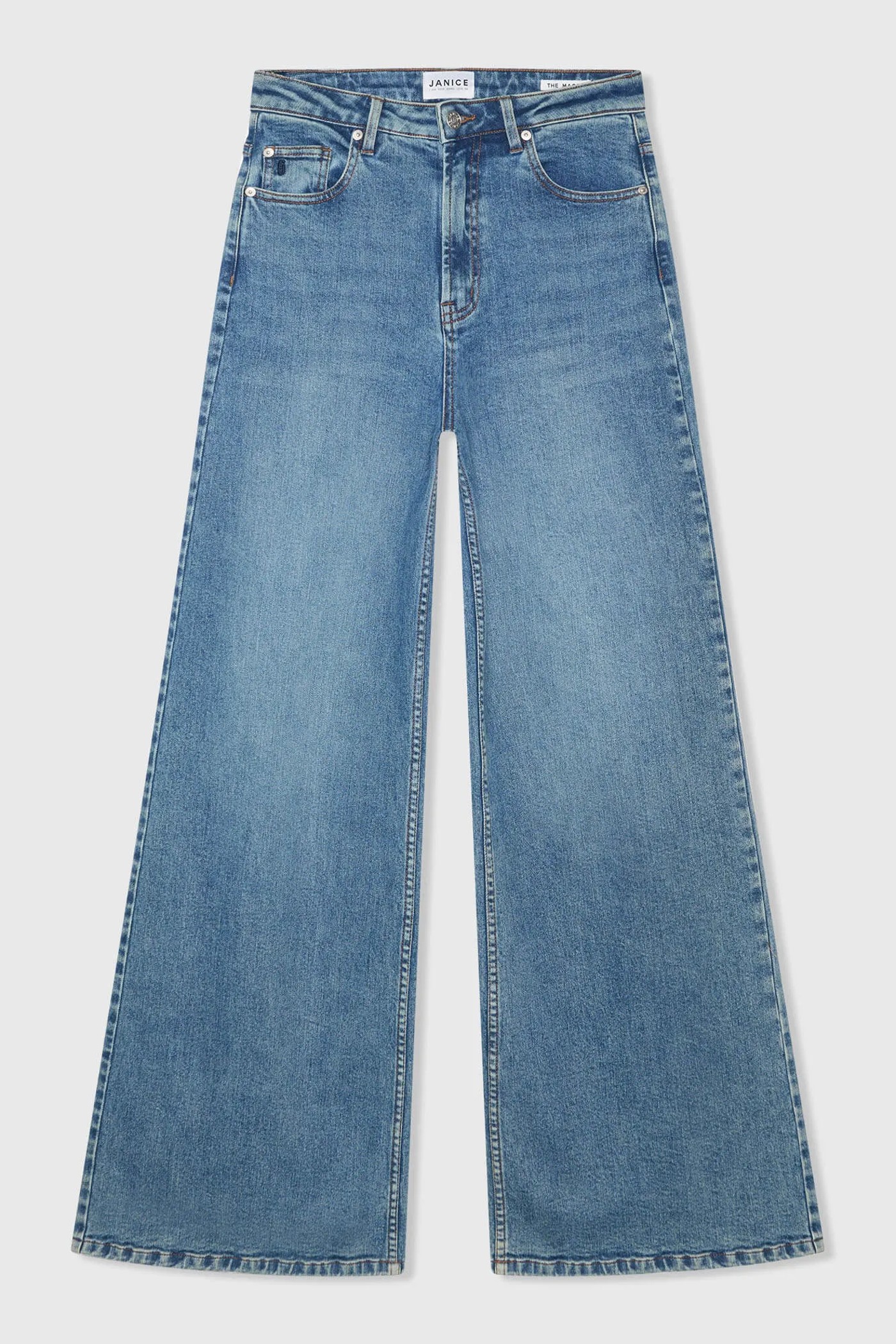 Jeans Dames Wide Leg High Rise Stretch Mason Blauw 932