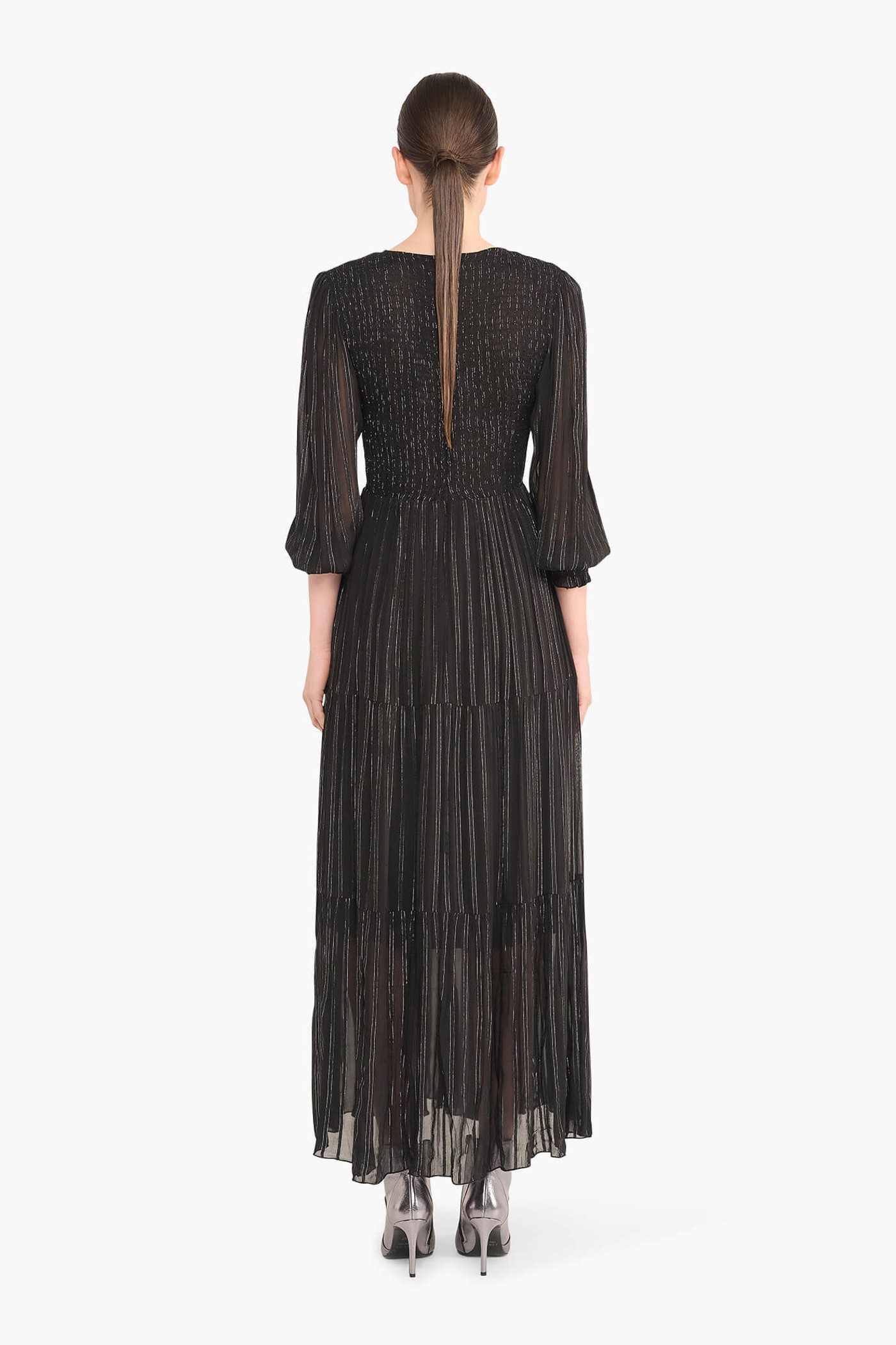 Jurk Lang Lurex Smog Finn Zwart