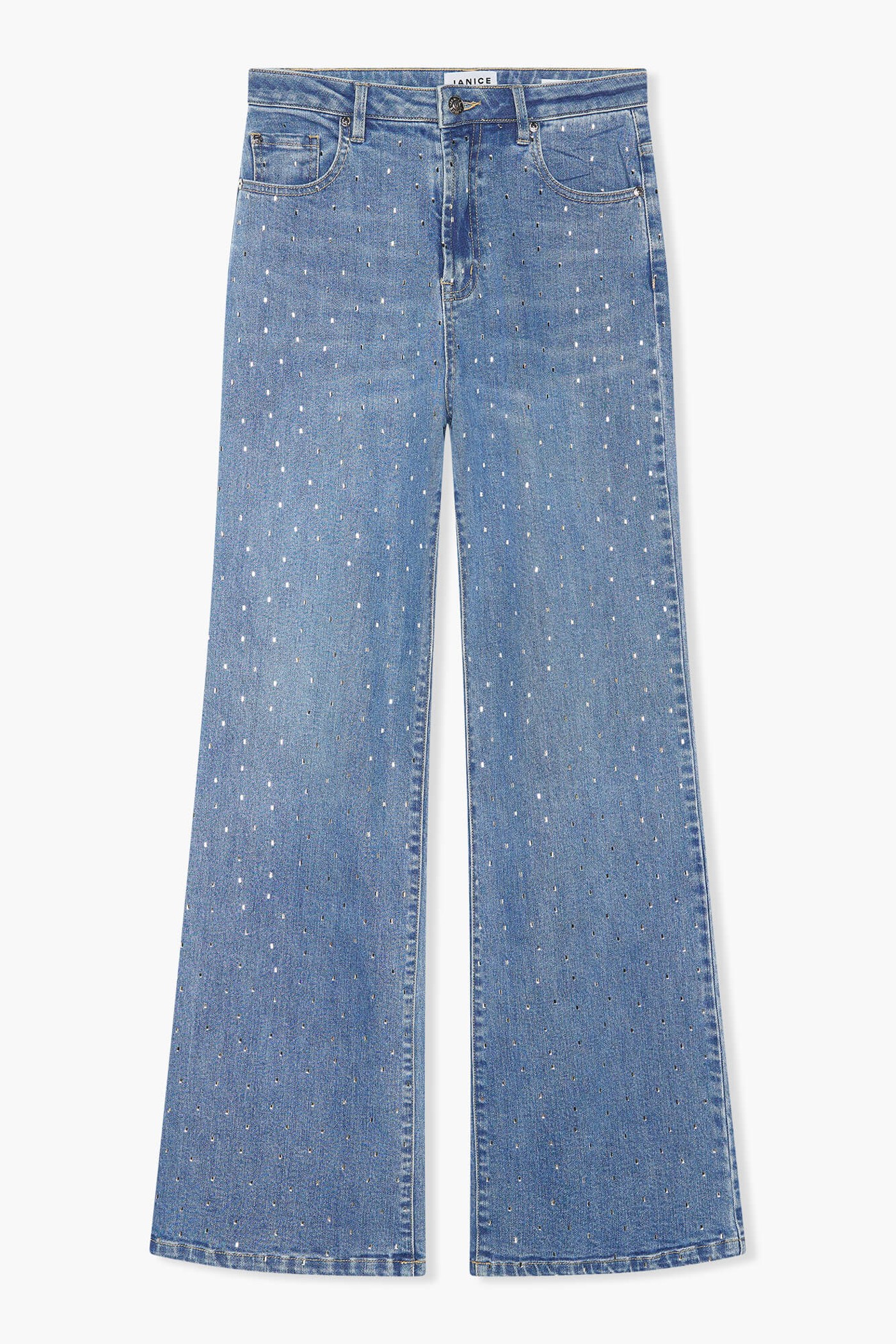 Jeans Dames Wijde Pijp Steentjes Jason Blauw 028