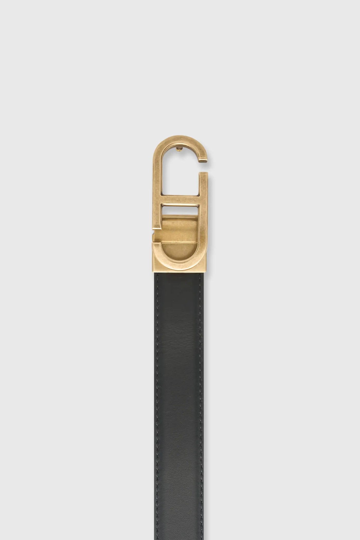 Leren Dames Riem Reversible Zwart Croco Brass Trophy Buckle