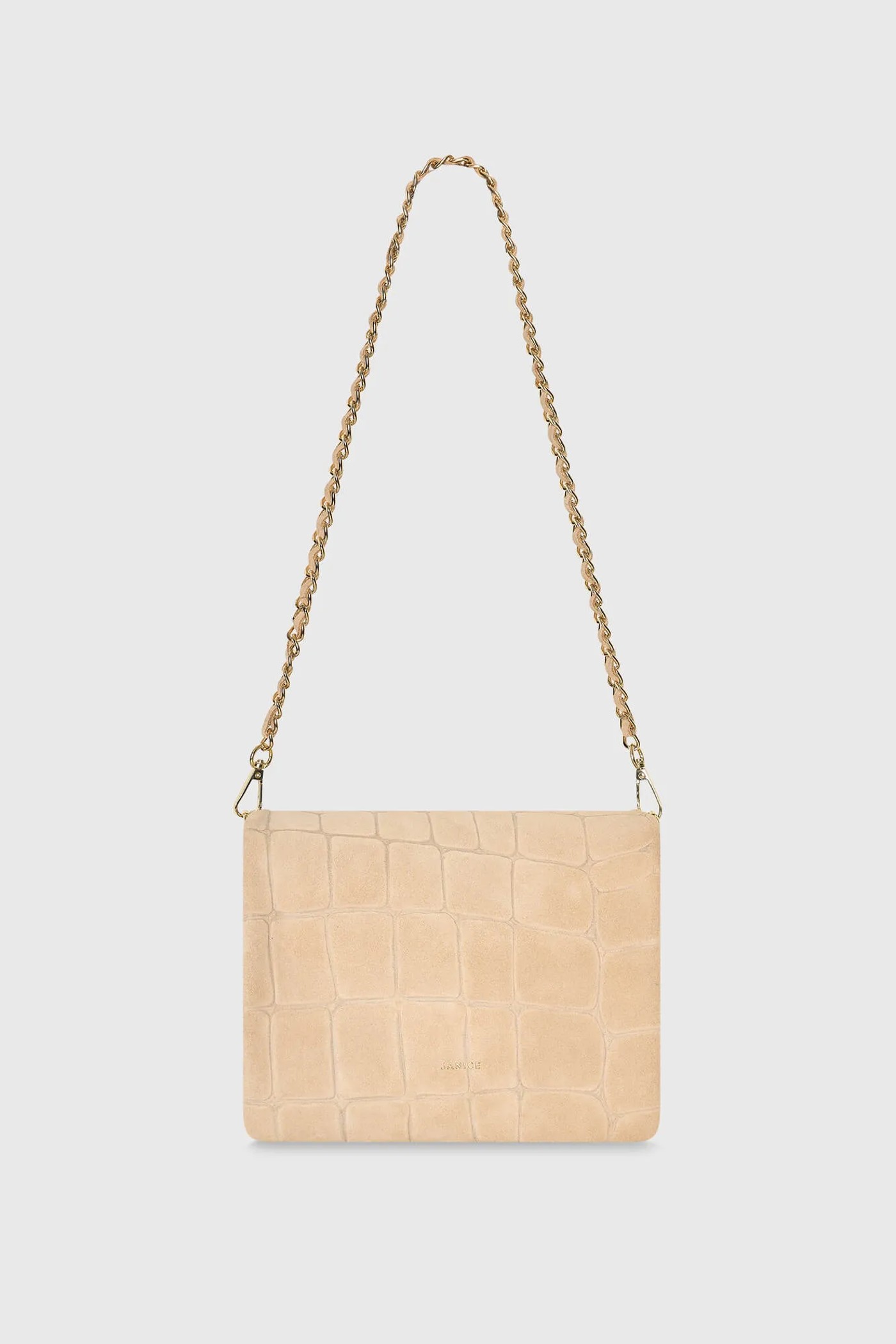 Leren Suede Schoudertas Tas Beige Croco Skylar