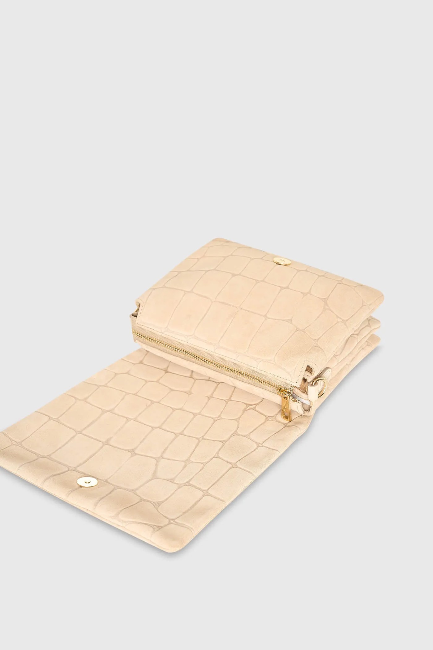 Leren Suede Schoudertas Tas Beige Croco Skylar