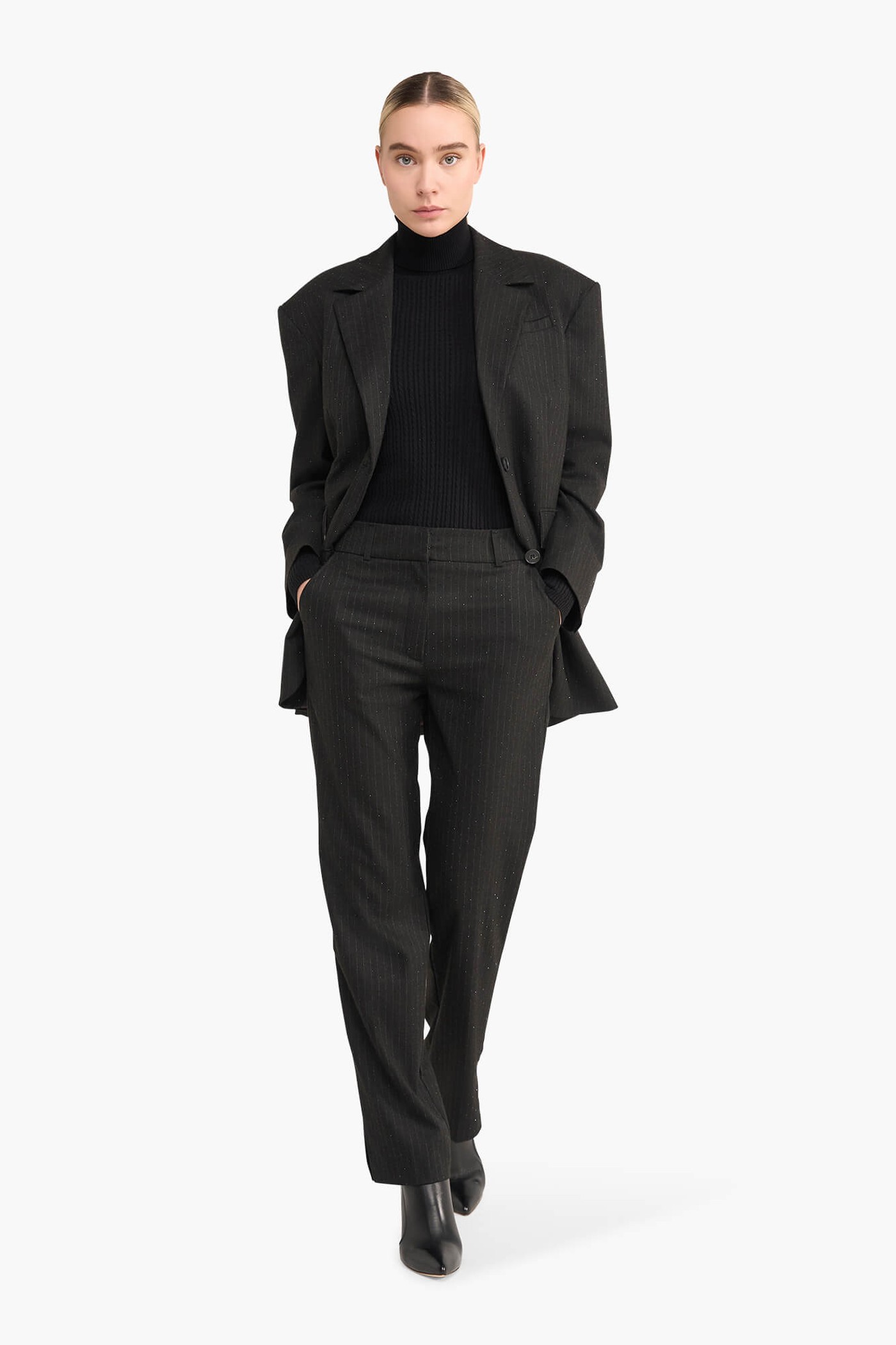 Oversized Blazer Dames Buddy Zwart Steentjes