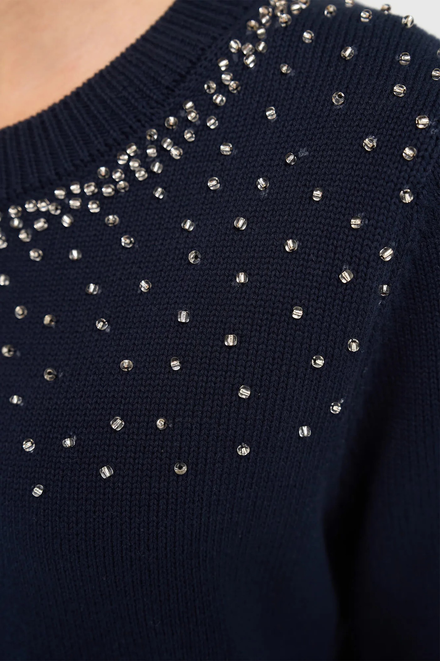 Blauw Katoenen Dames Truitje Met Steentjes Barret