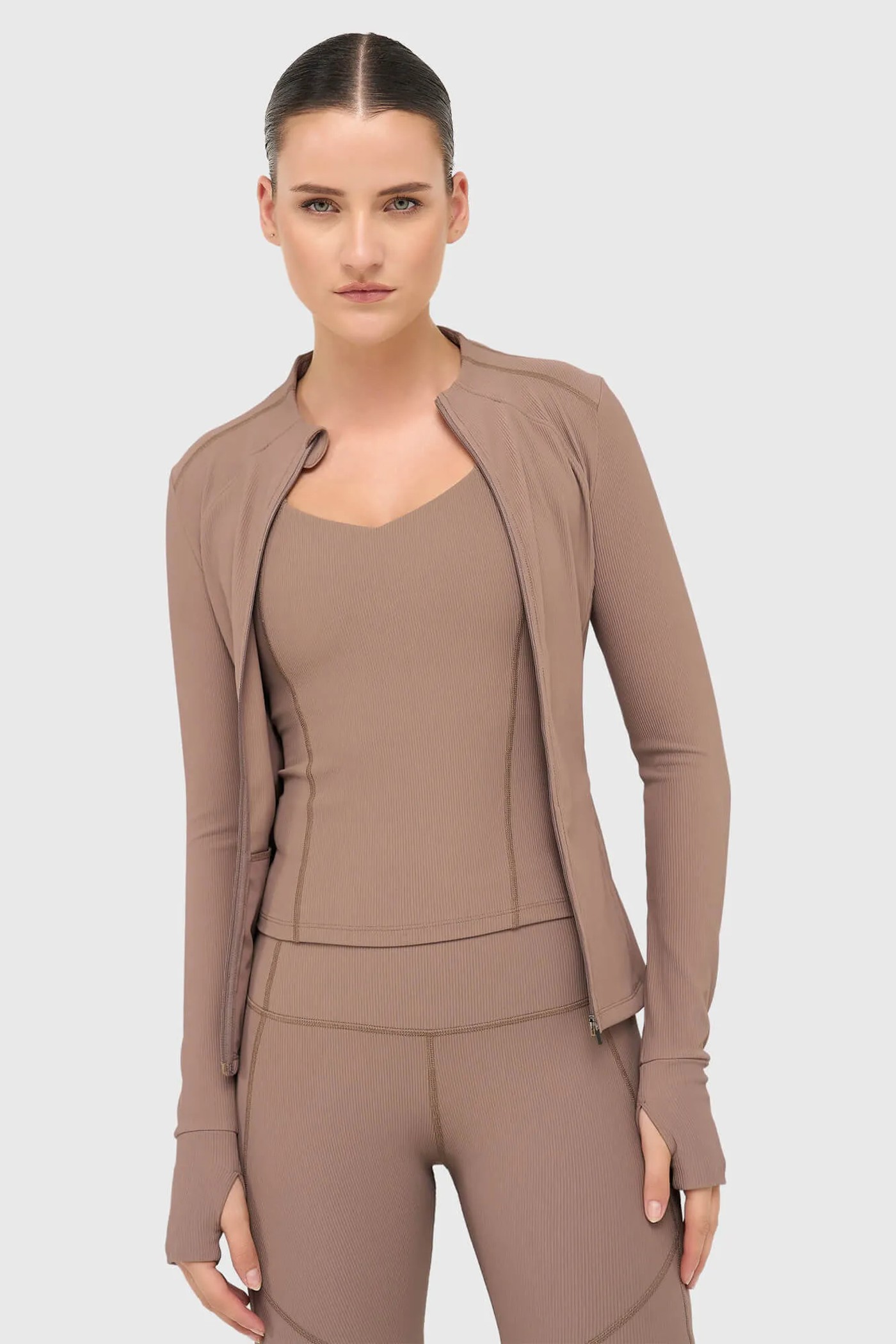 Sport Vest Jasje Dames Bruin Rib Texas