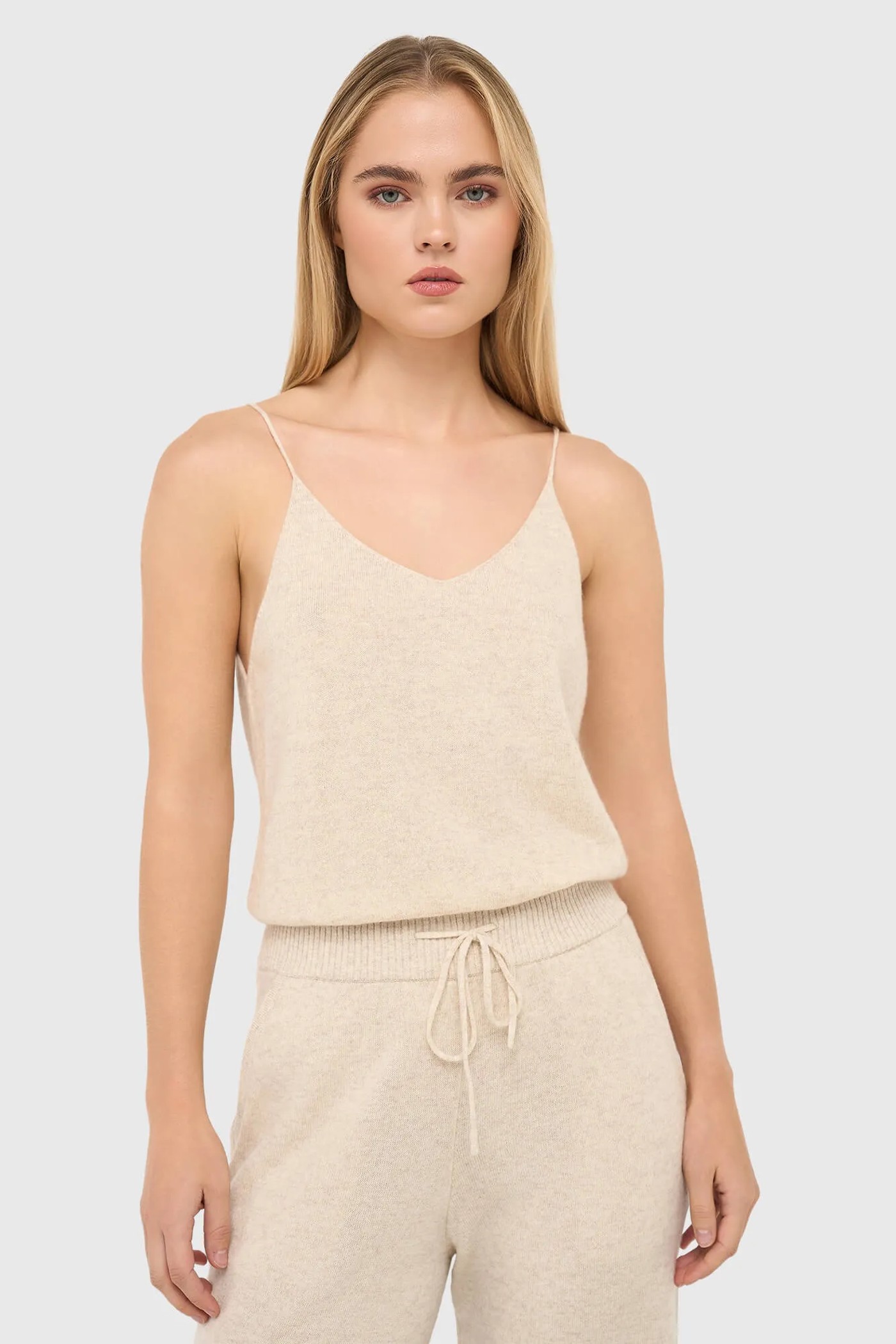 Cashmere Gebreide Tanktop Blane Beige