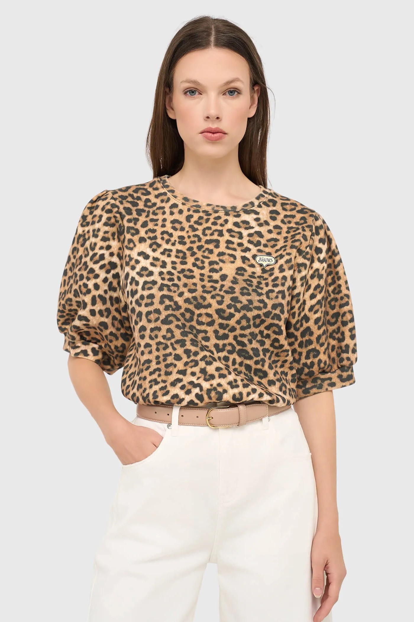 Panterprint Dames Sweater Pof Mouw Katoen Corey