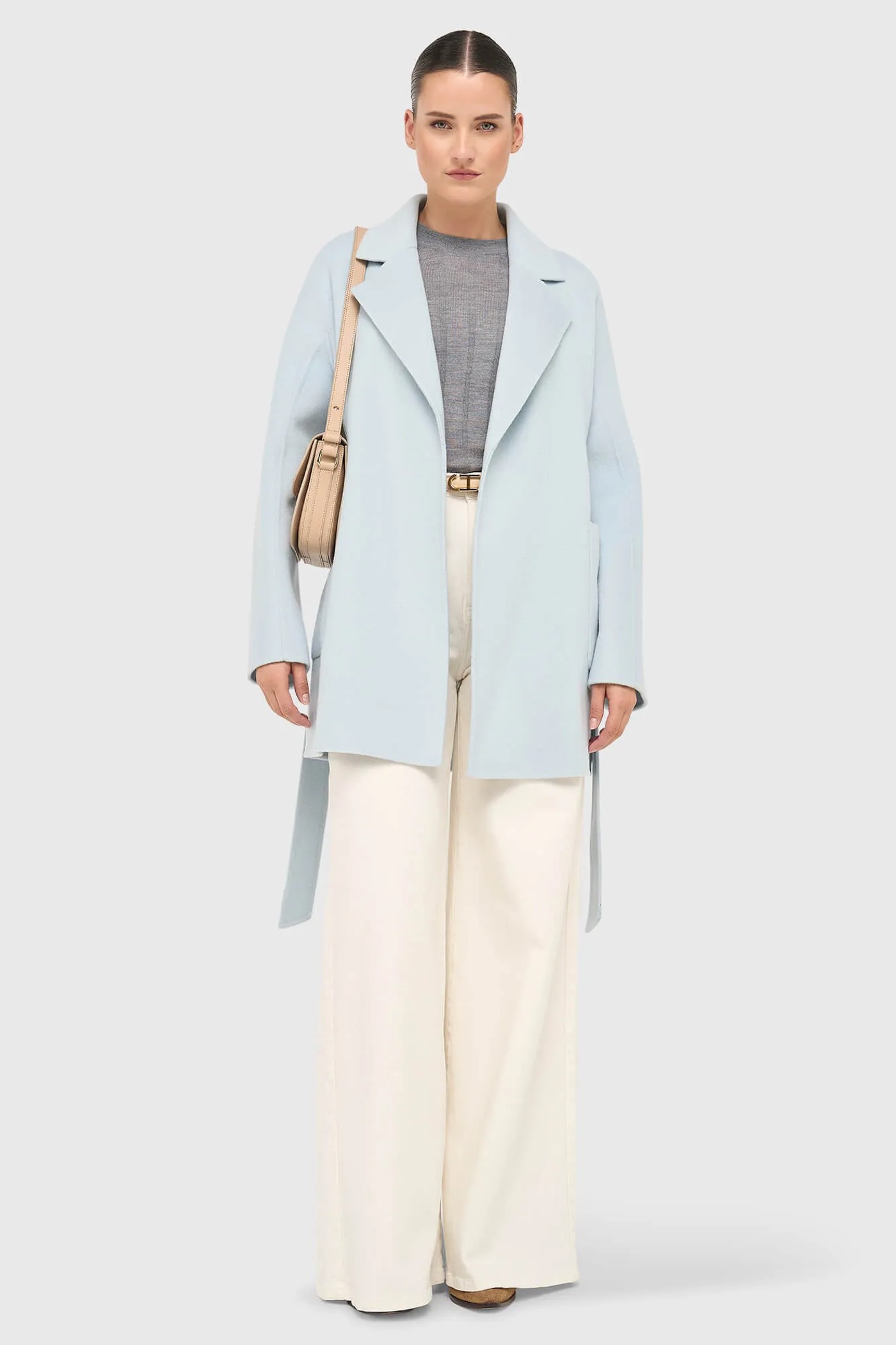 Cashmere Dames Jas Double Face Calvin Blauw