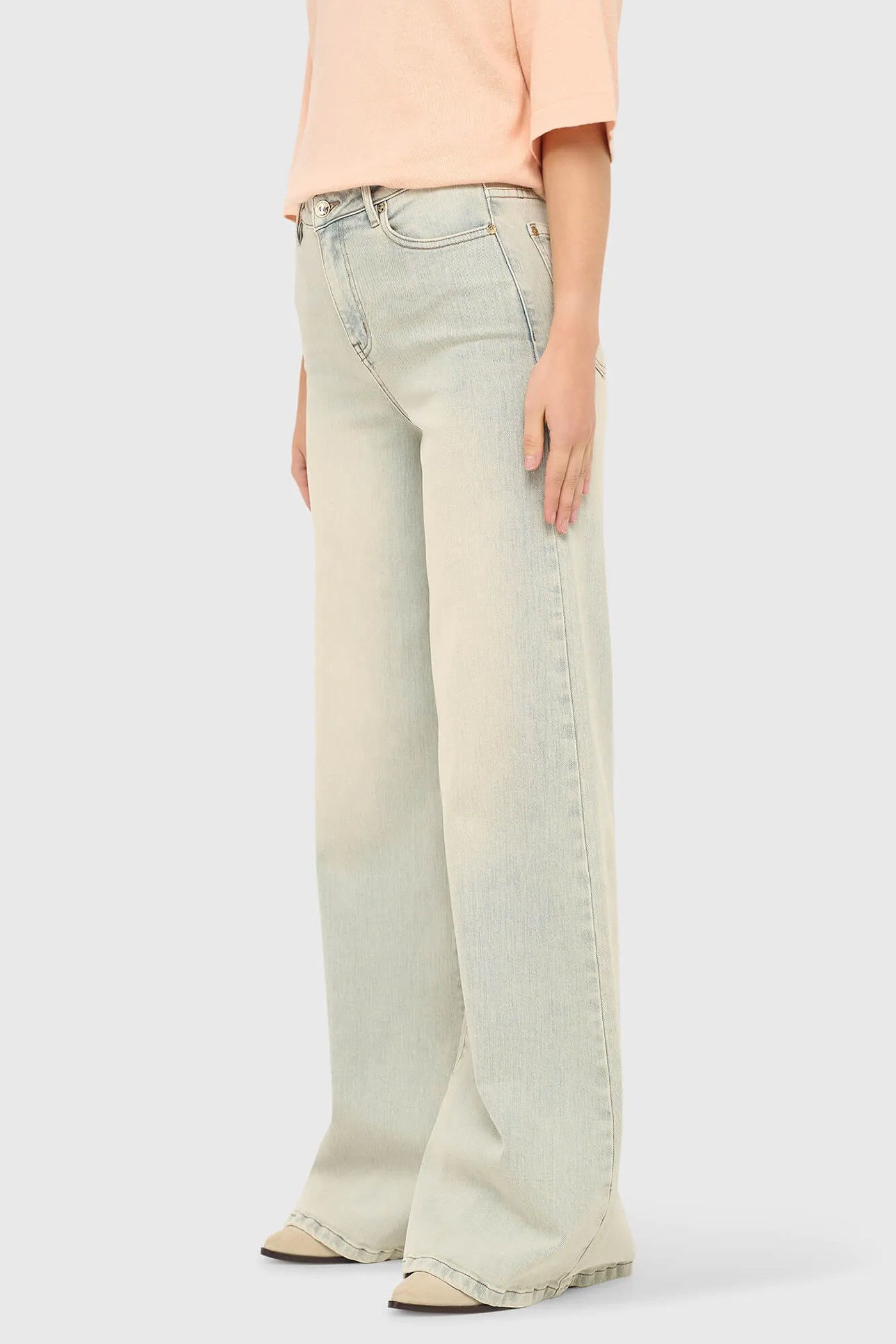 Jeans Dames Wijde Pijp Stretch Mid Rise Stretch Cash Blauw 004