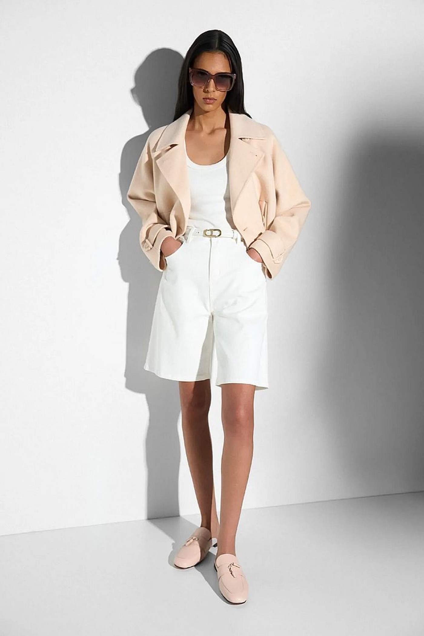 Short Denim Dames Stretch Bo White 183