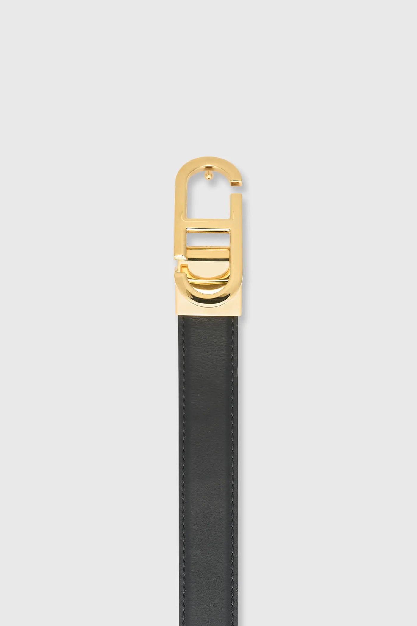 Leren Dames Riem Reversible Zwart Croco Goud Trophy Buckle