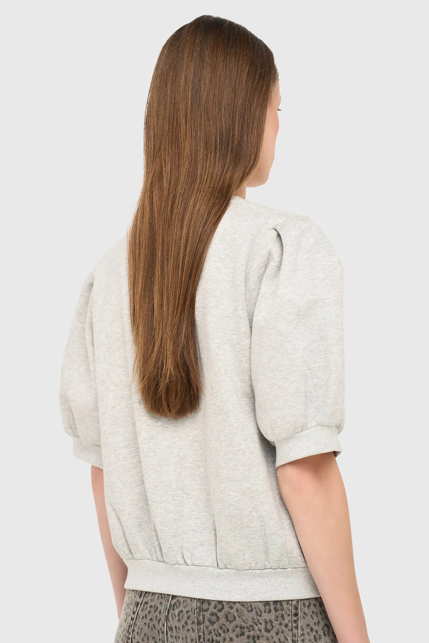 Grijze Dames Sweater Pof Mouw Katoen Corey