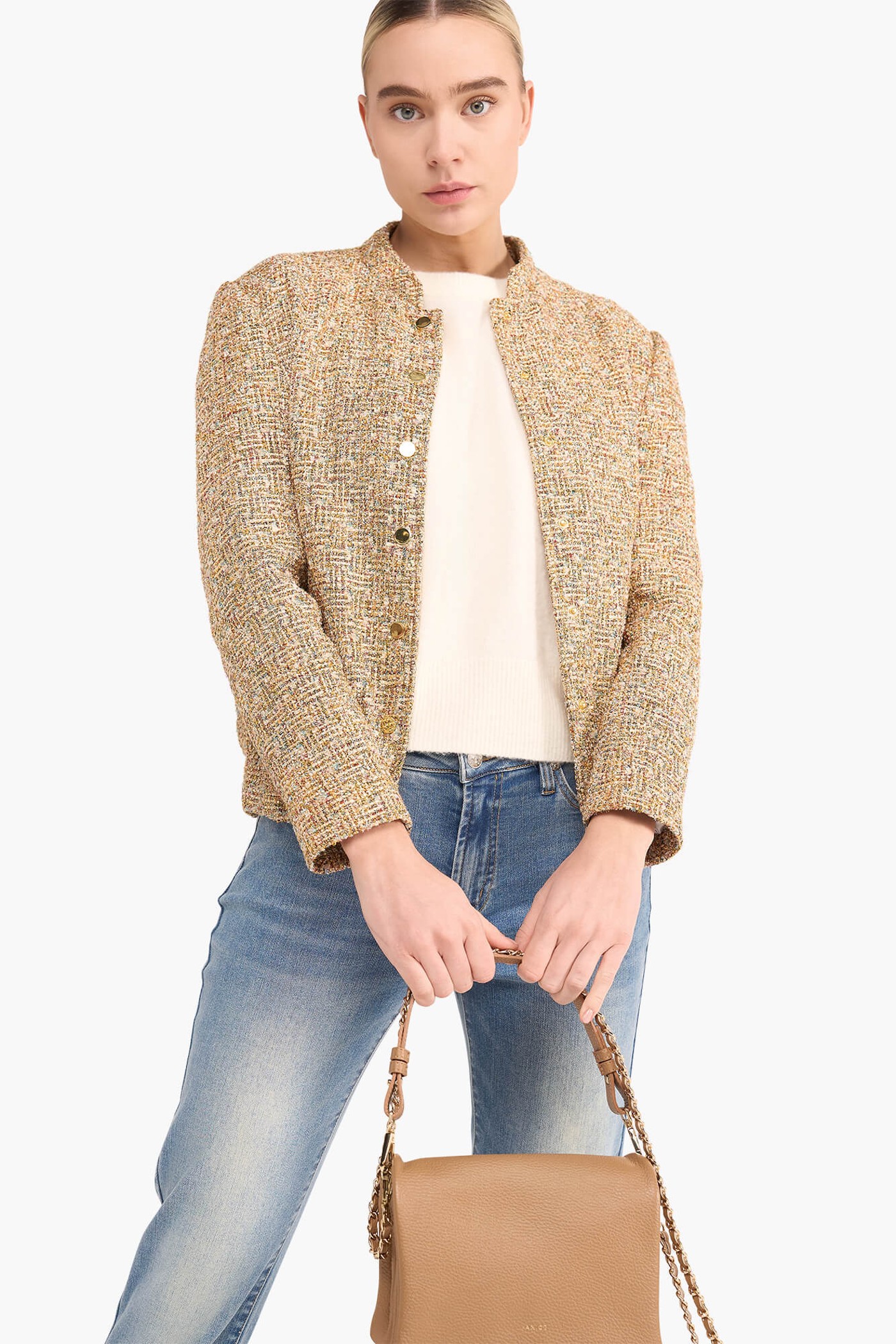 Bomber Jack Dames Tweed Maddox Goud