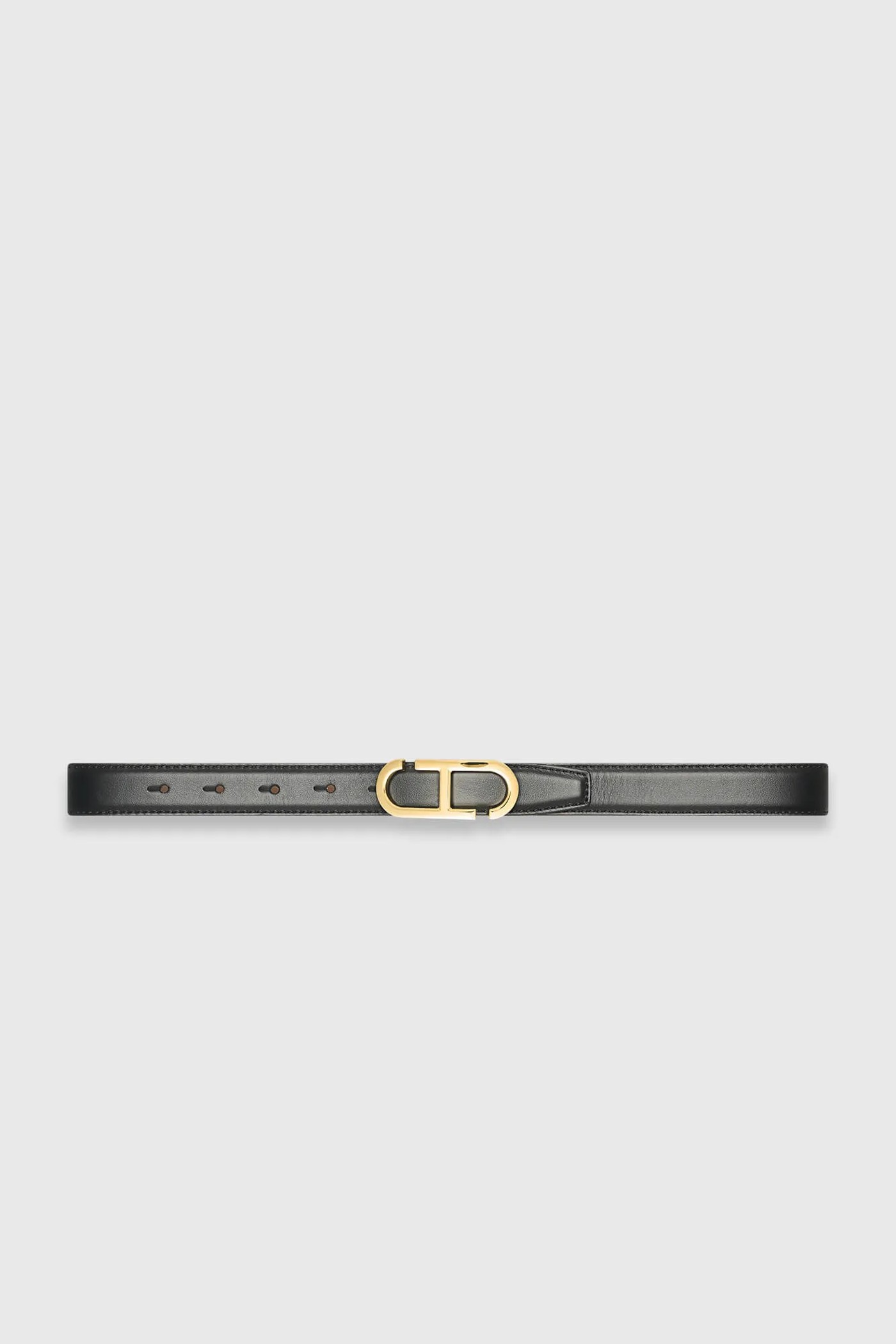 Leren Dames Riem Reversible Zwart Taupe Goud Trophy Buckle