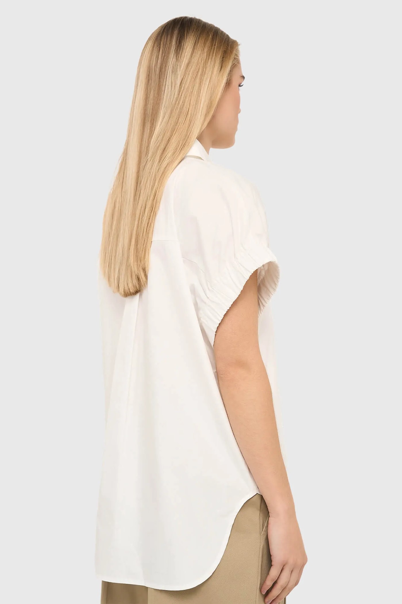 Witte Katoenen Dames Blouse Korte Mouw Yaro Wit