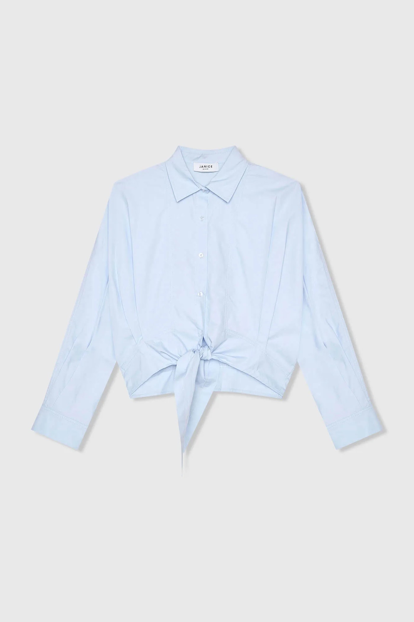 Blauwe Katoenen Strik Blouse Dames David