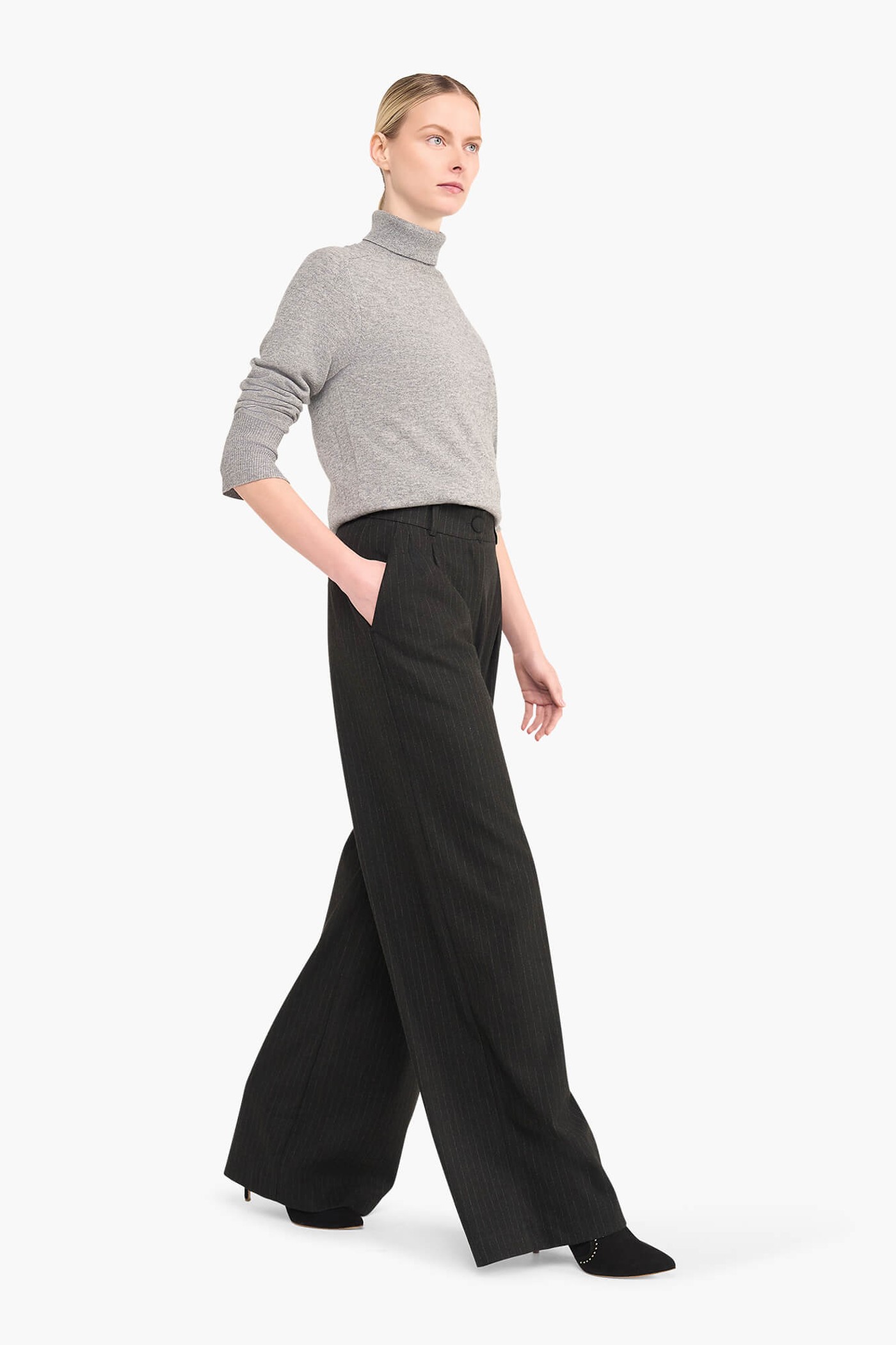 Broek Dames Wijde Pijp Streep Dollar Zwart
