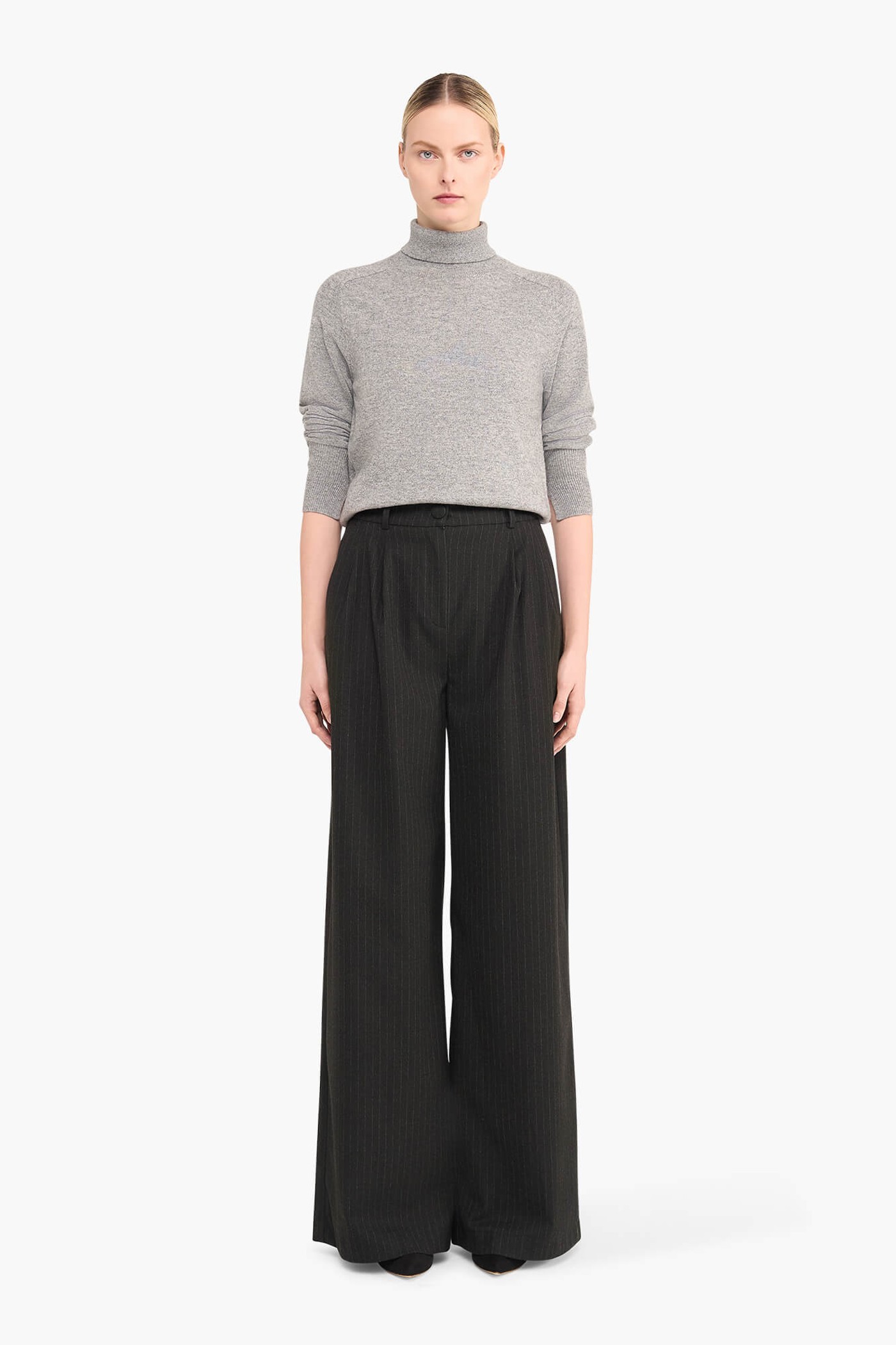 BROEK DAMES WIJDE PIJP STREEP DOLLAR ZWART