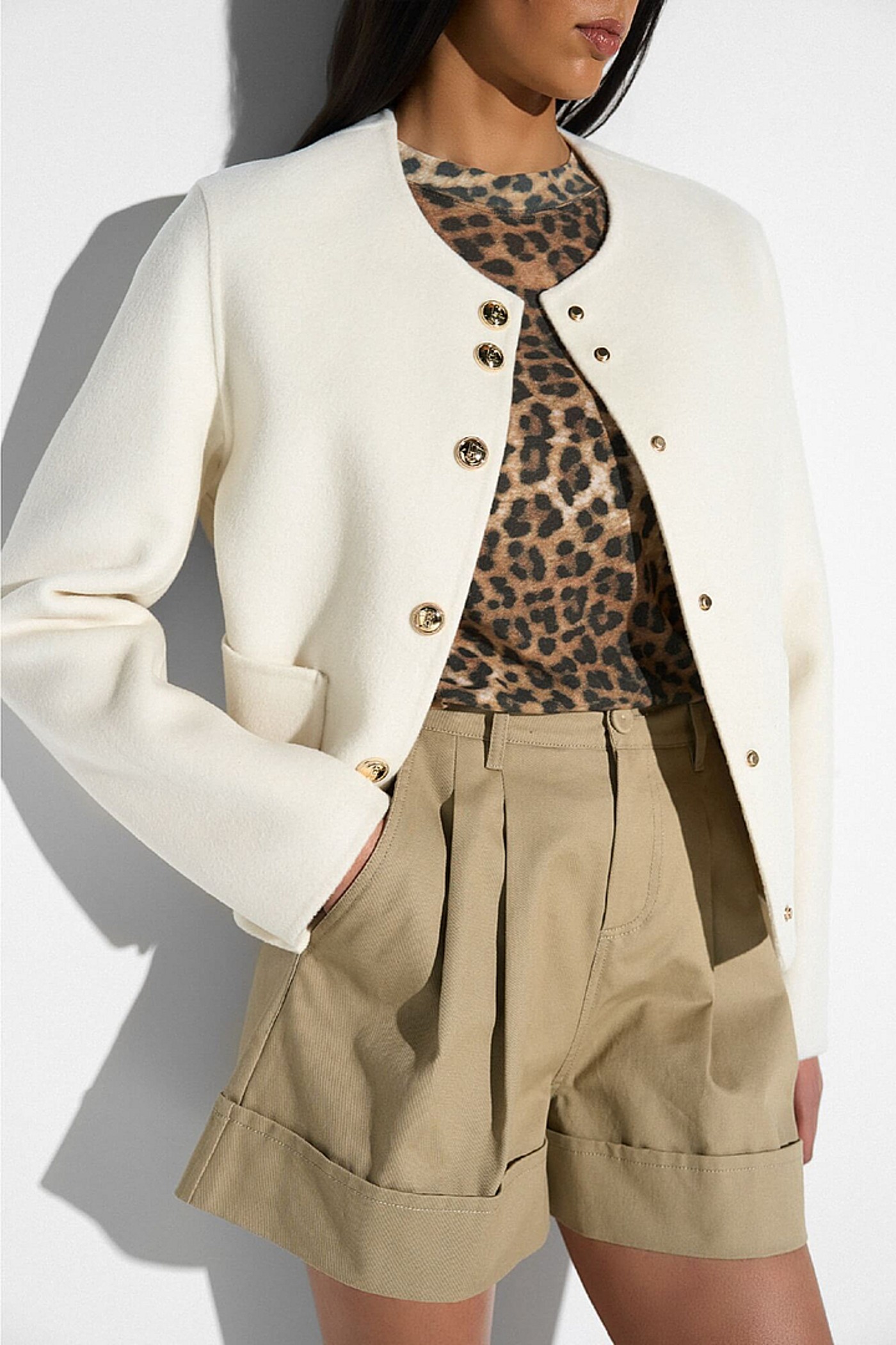 Cashmere Jas Dames Kort Vince Double Face Off White