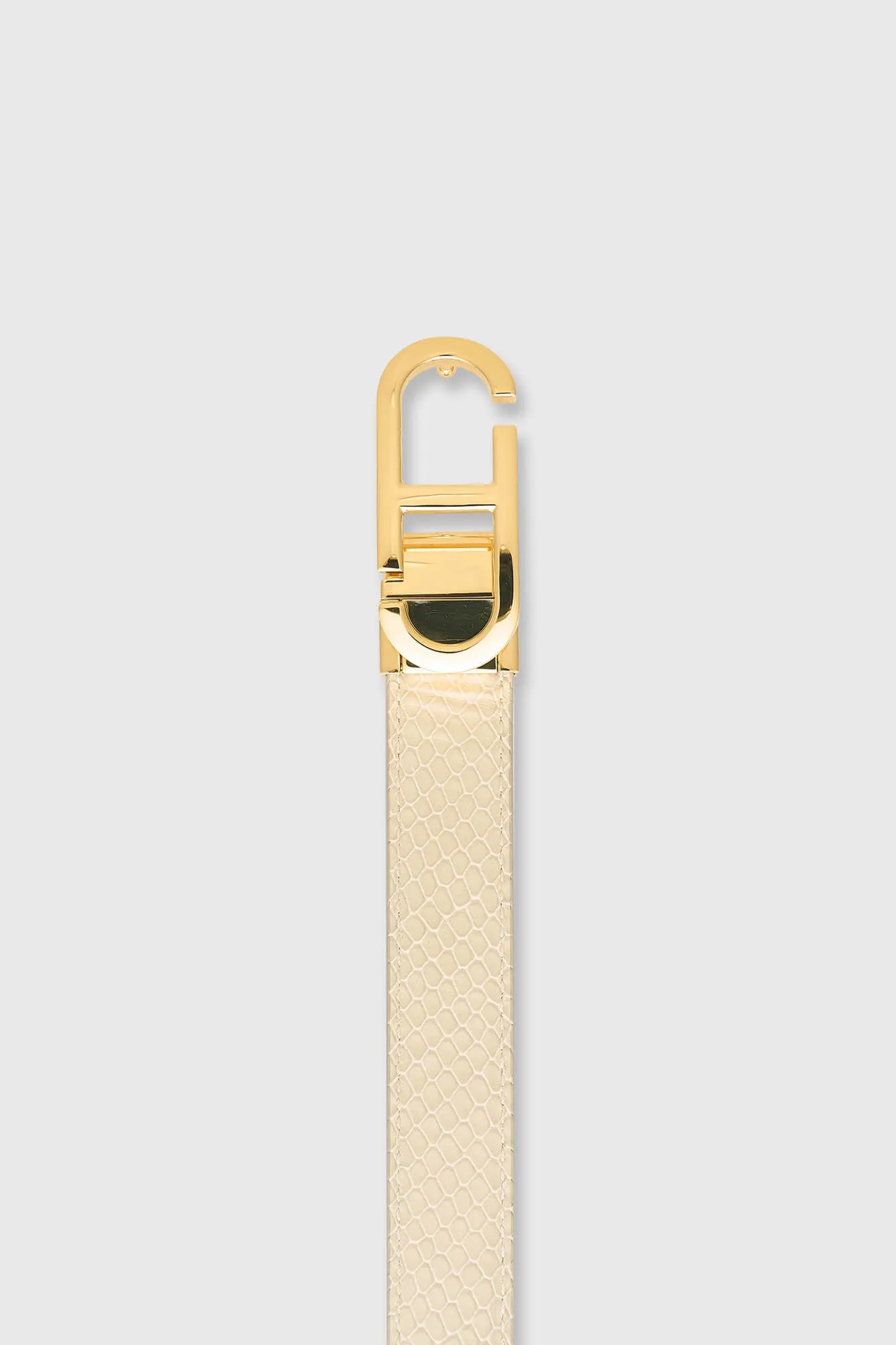 Leren Dames Riem Reversible Off White Creme Goud Trophy Buckle