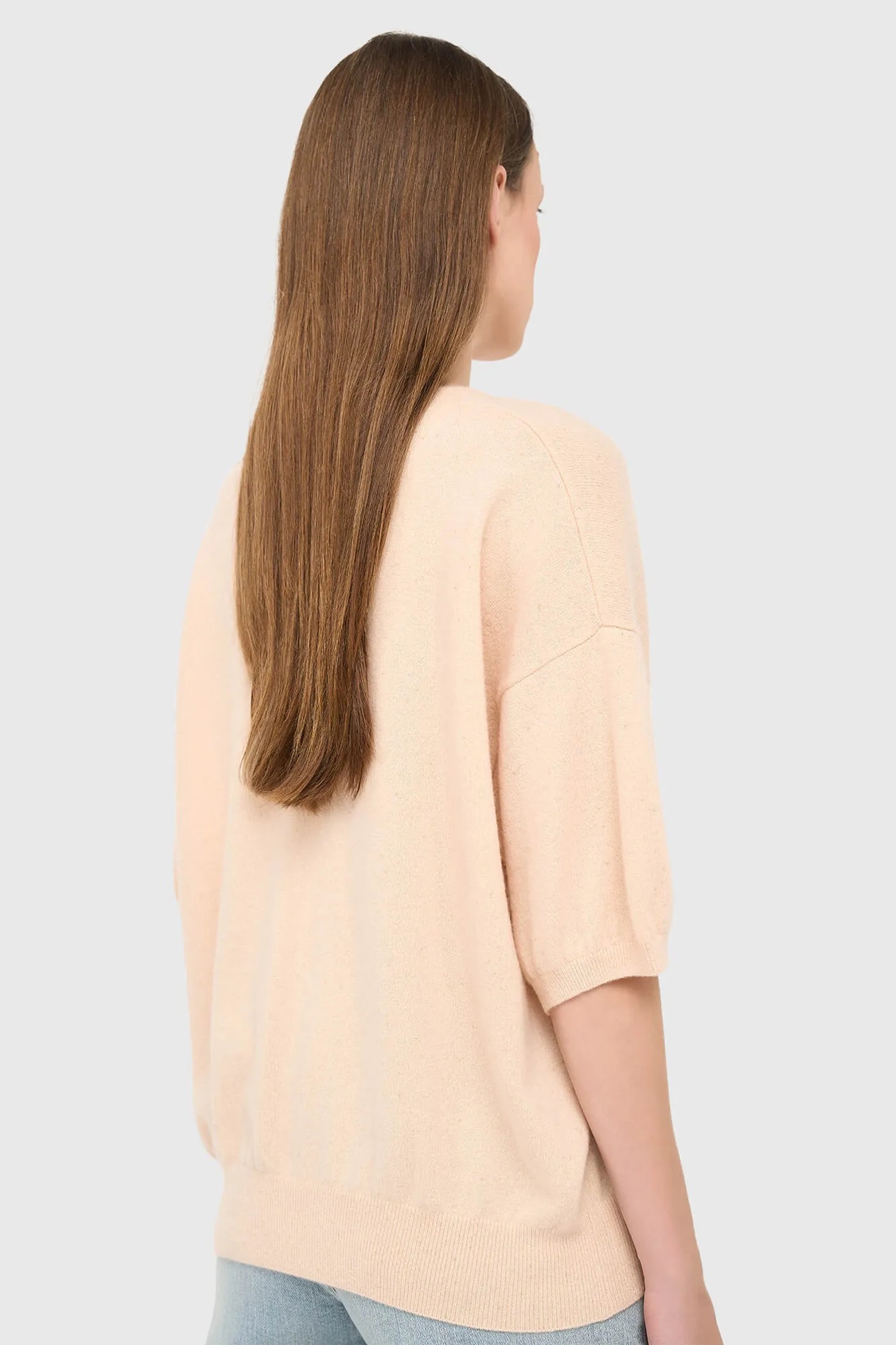 Cashmere Dames Trui V Hals Romeo Peach Lurex