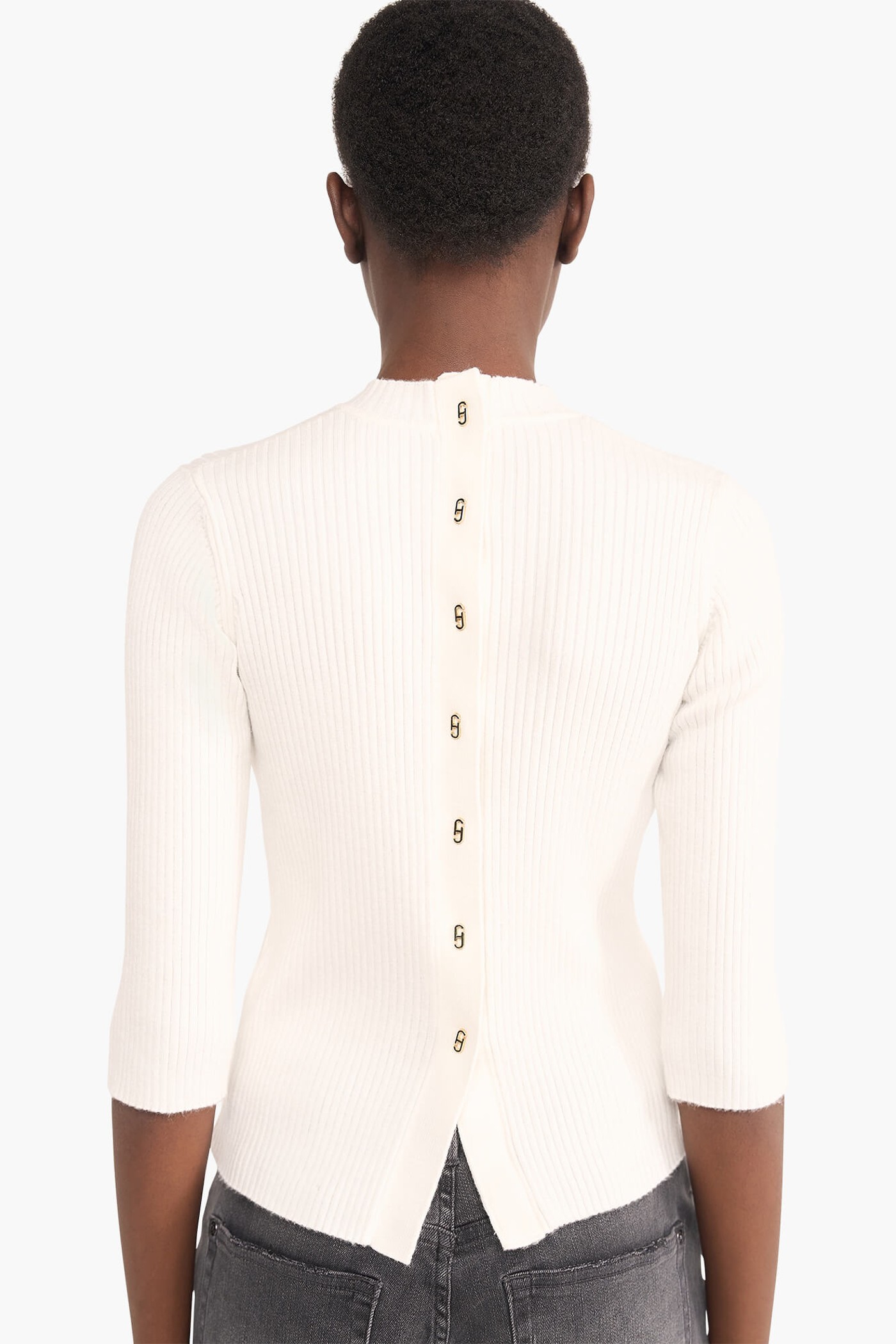 Top Gebreid Viscose Logo Drukker Rug Alec Off White