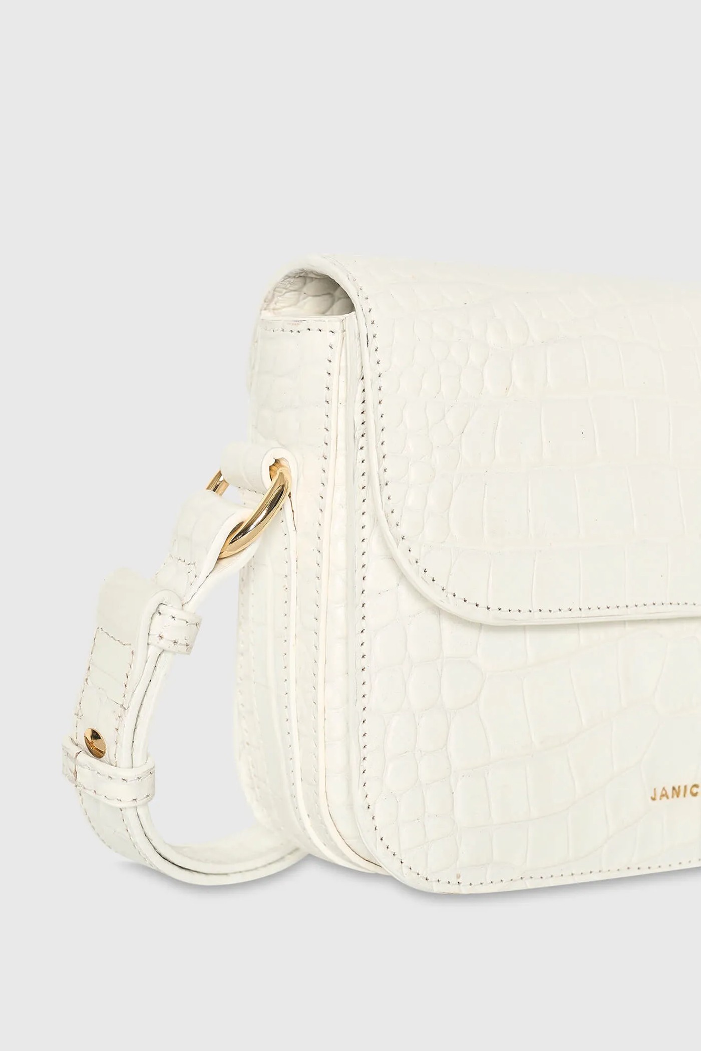 Leren Dames Tas Elias Croco Off White