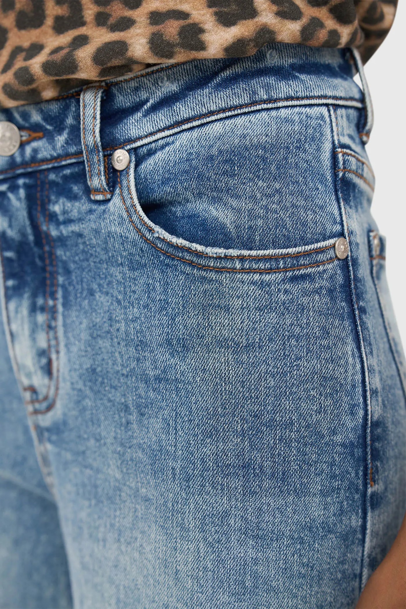 Jeans Dames Wijde Pijp Mid Rise Stretch Cash Blauw 379