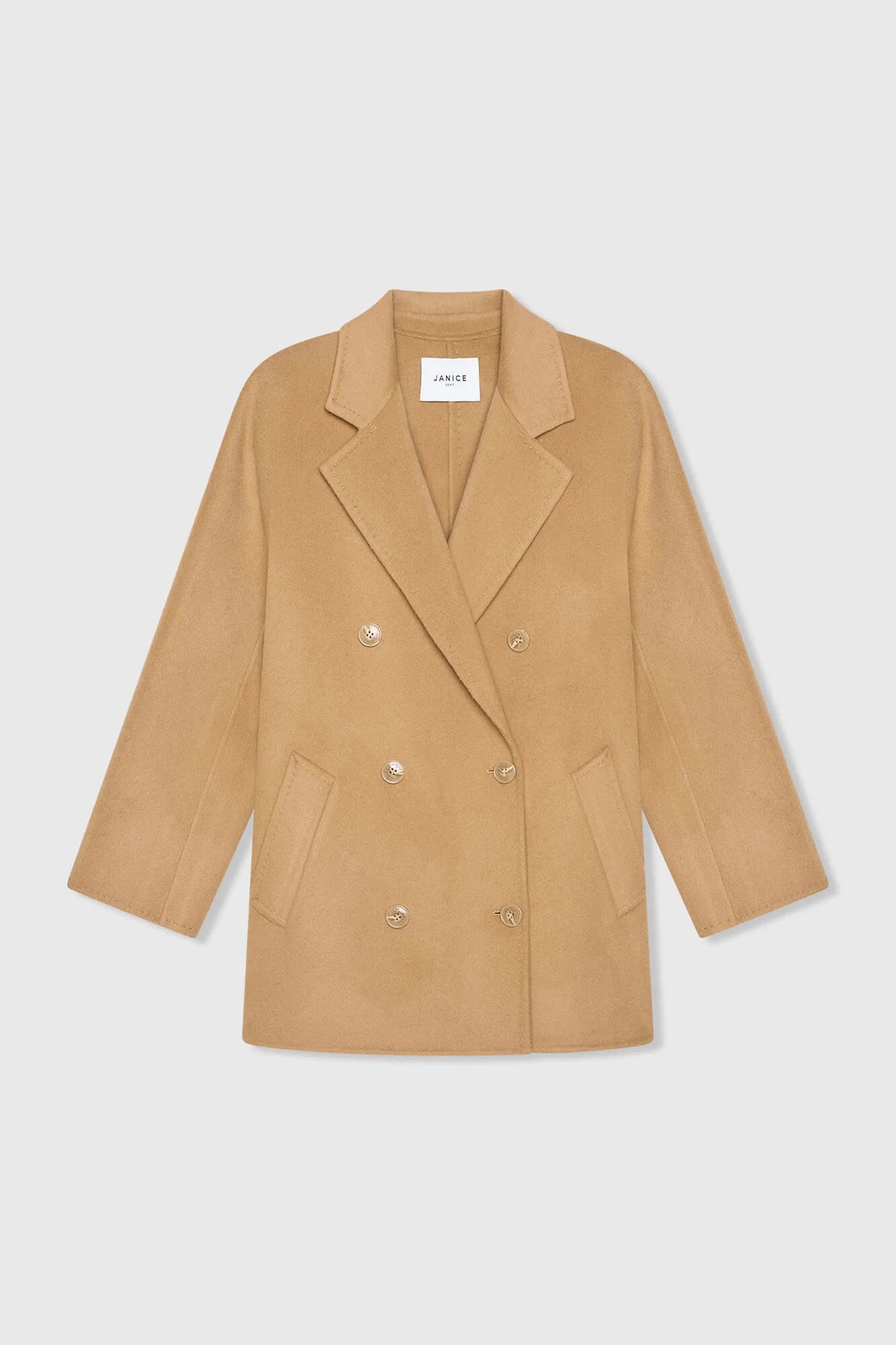 Cashmere Caban Jas Dames Double Face Kennedy Camel