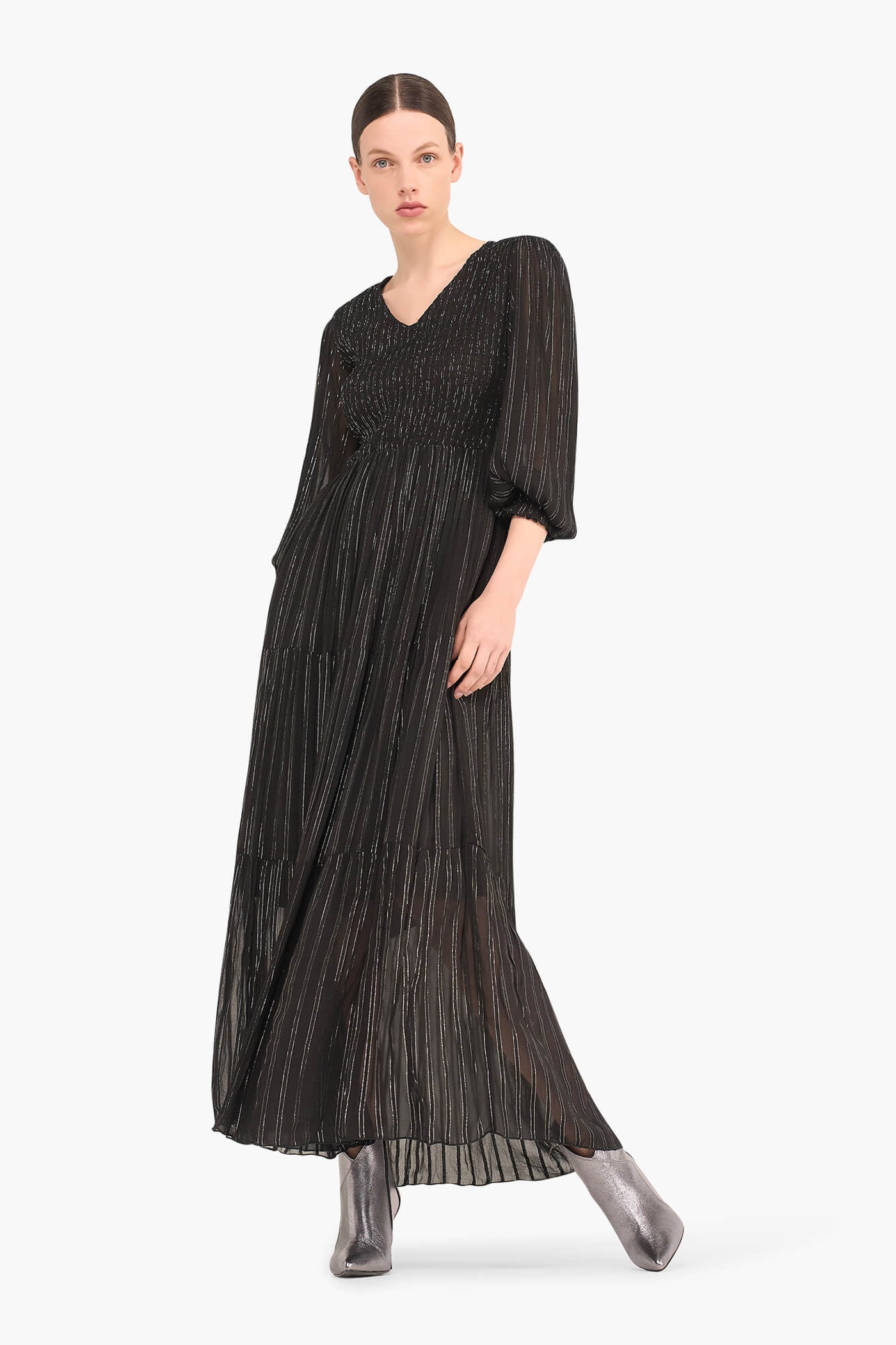 Jurk Lang Lurex Smog Finn Zwart