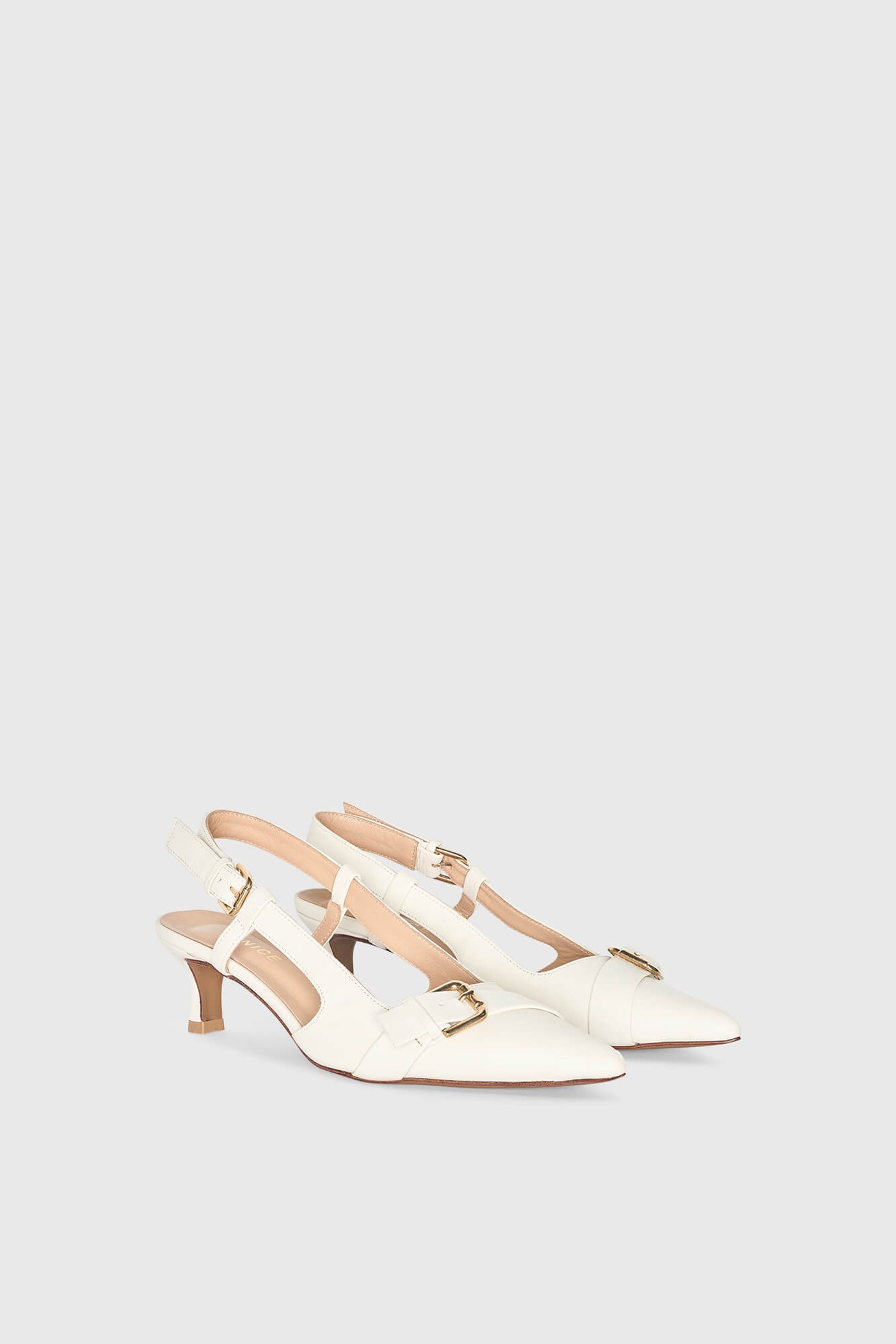 Slingbacks Dames Leer Hakje Elio Off White