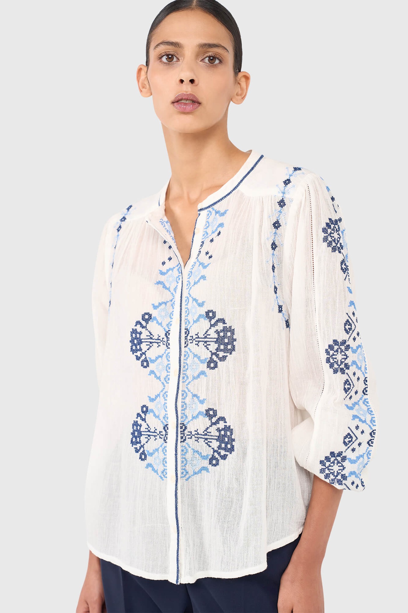 Austin Blouse Wit Blauw