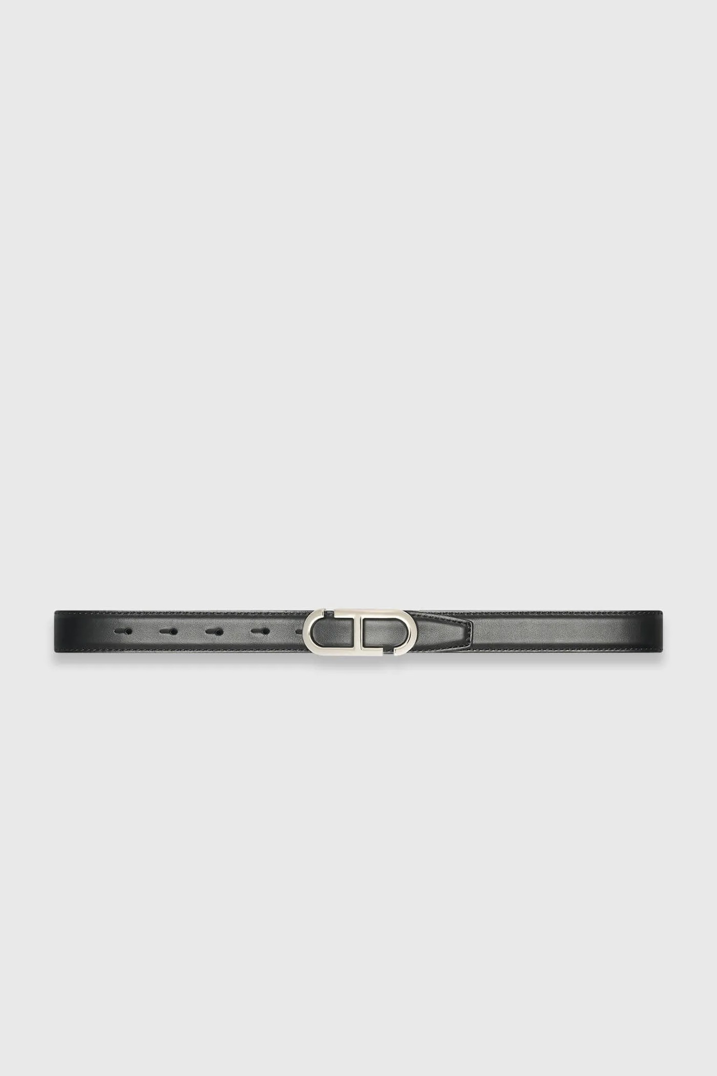 Leren Dames Riem Reversible Zwart Croco Zilver Trophy Buckle