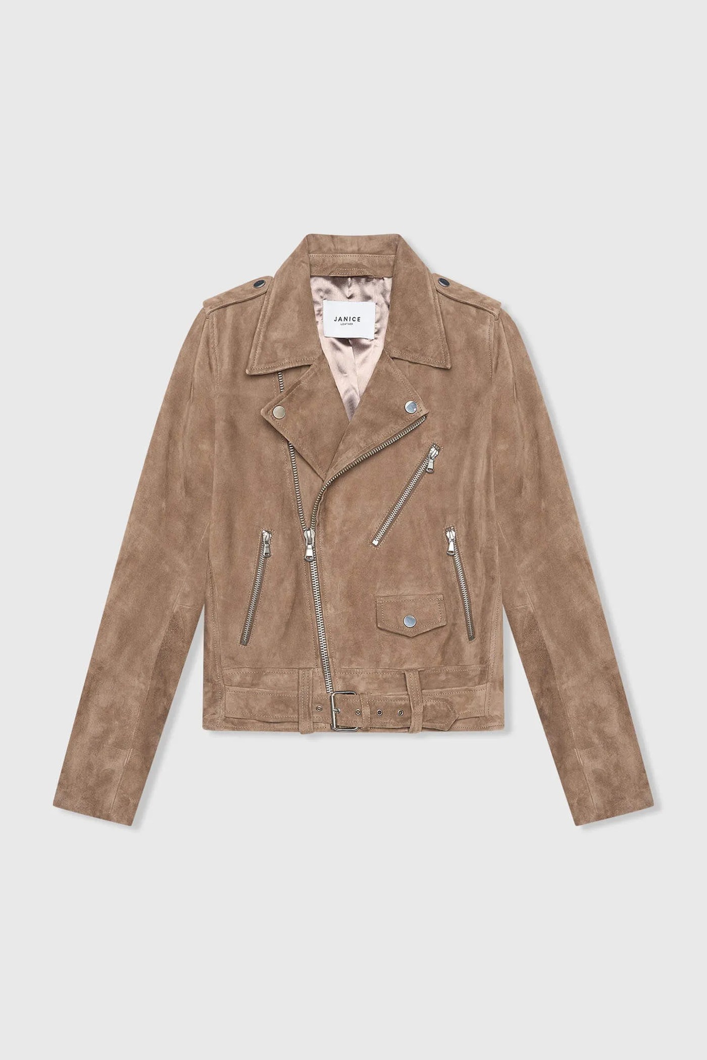 Bruin Leren Suede Biker Jack Burke