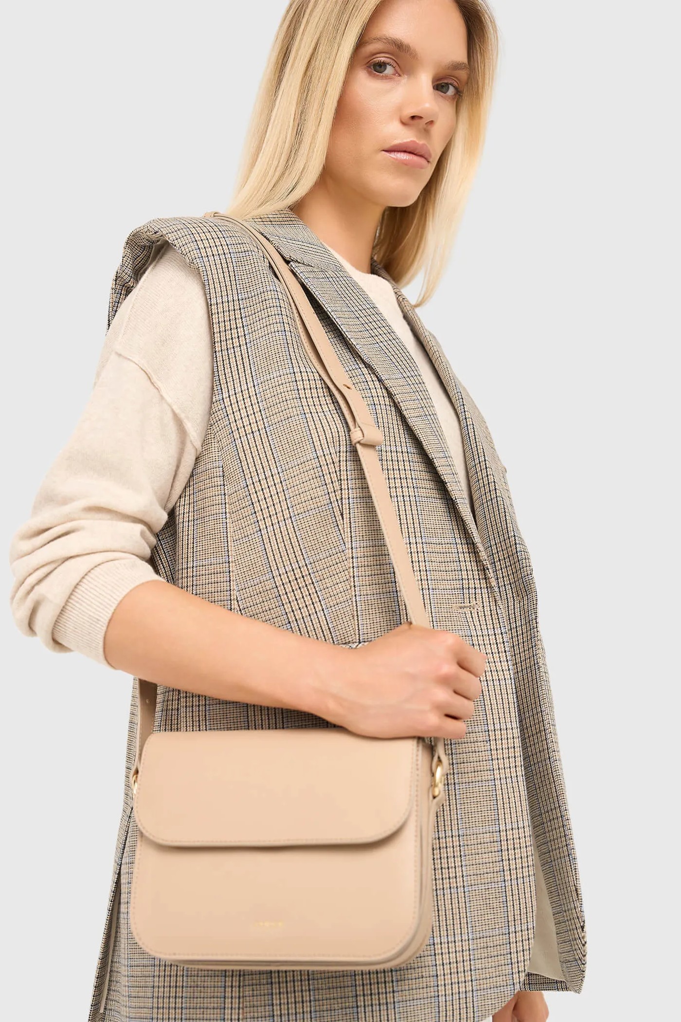 Leren Dames Tas Elias Beige