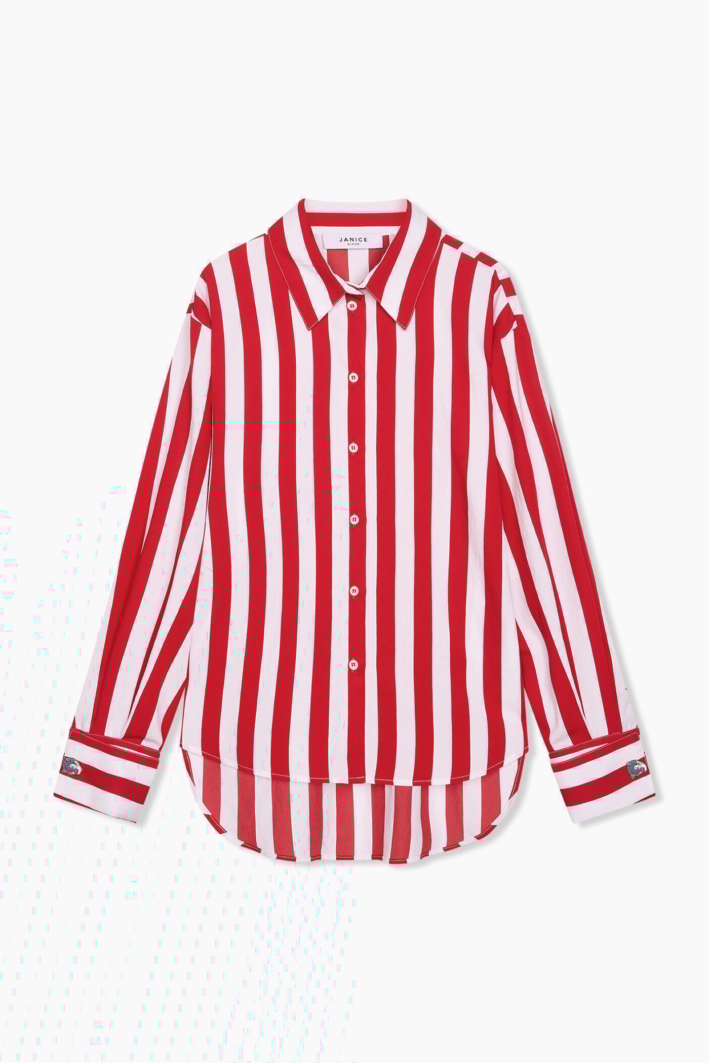 Blouse Dames Katoen Gestreept Ilan Rood