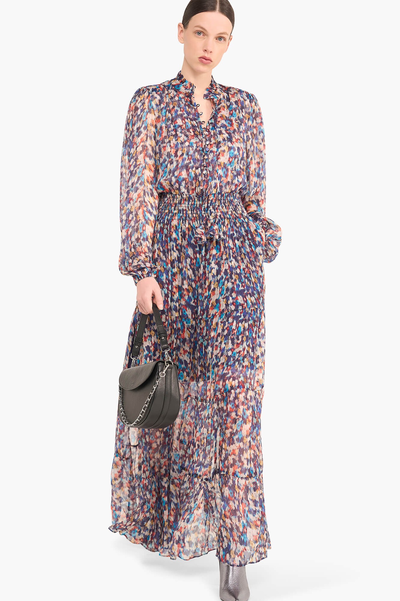 Jurk Lang Print Elastiek Walter Blauw