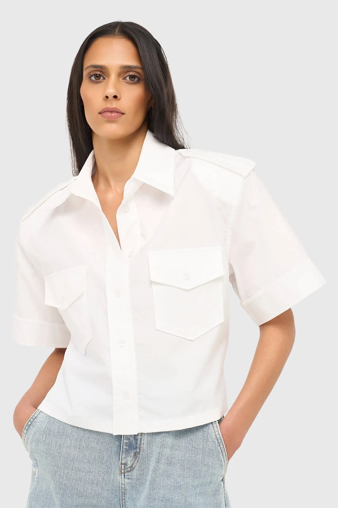 Witte Blouse Dames Katoen Wit Spike