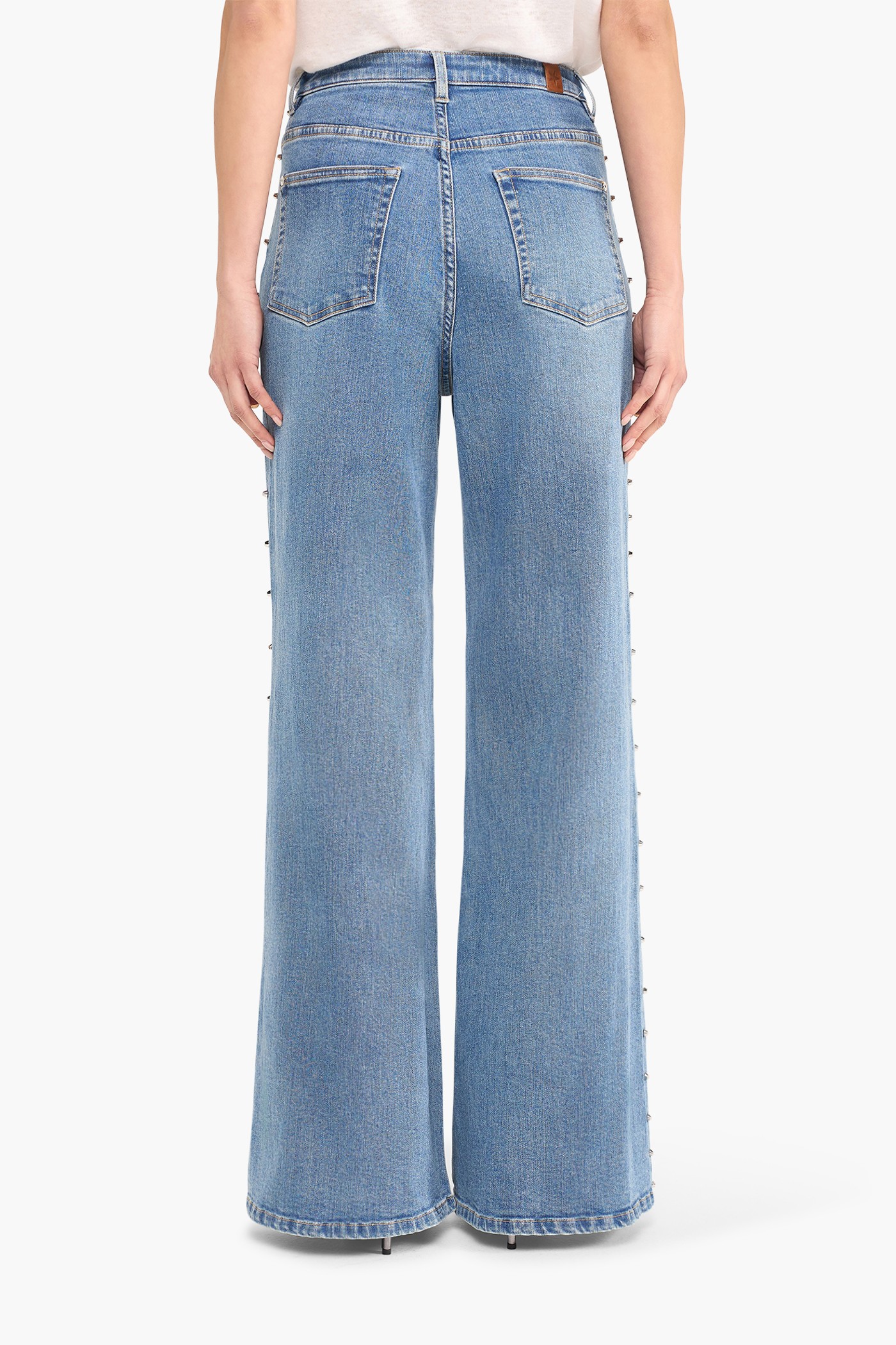 High Rise Wijde Leg Jeans Studs Mason Blauw 028